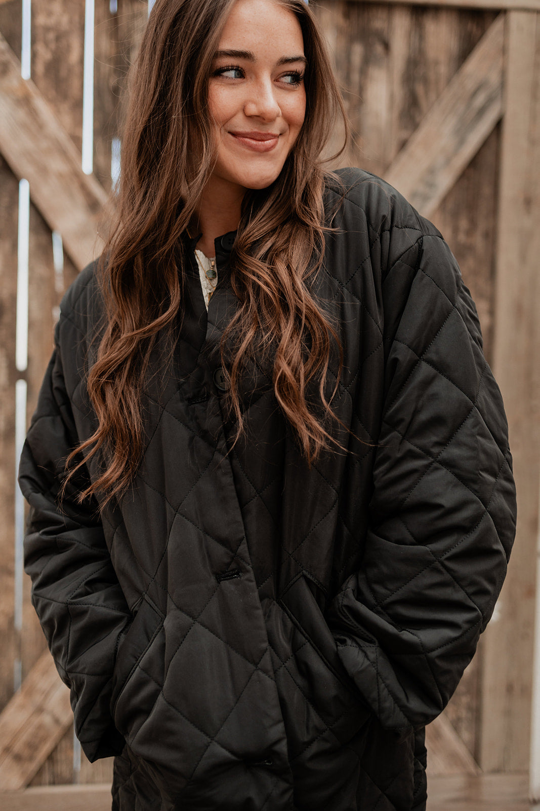 Flashing Lights Quilted Longline Puffer Jacket