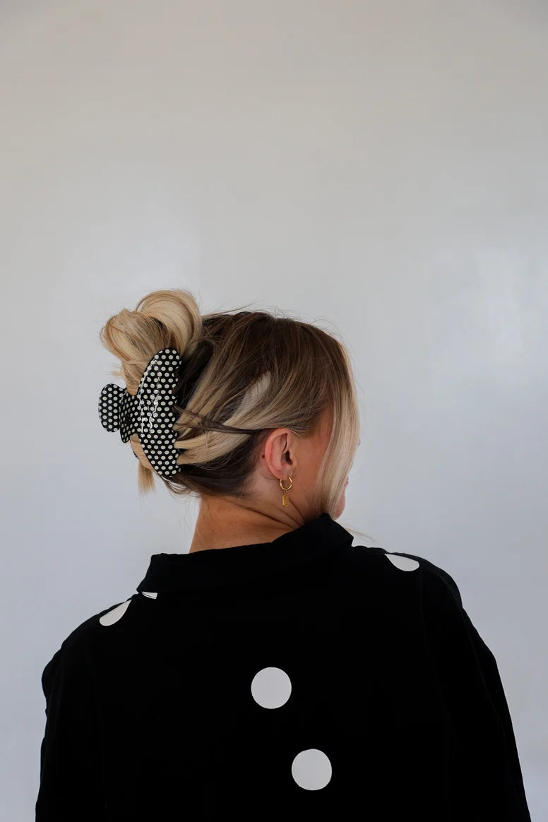 Black & White Polka Dot Claw Clip