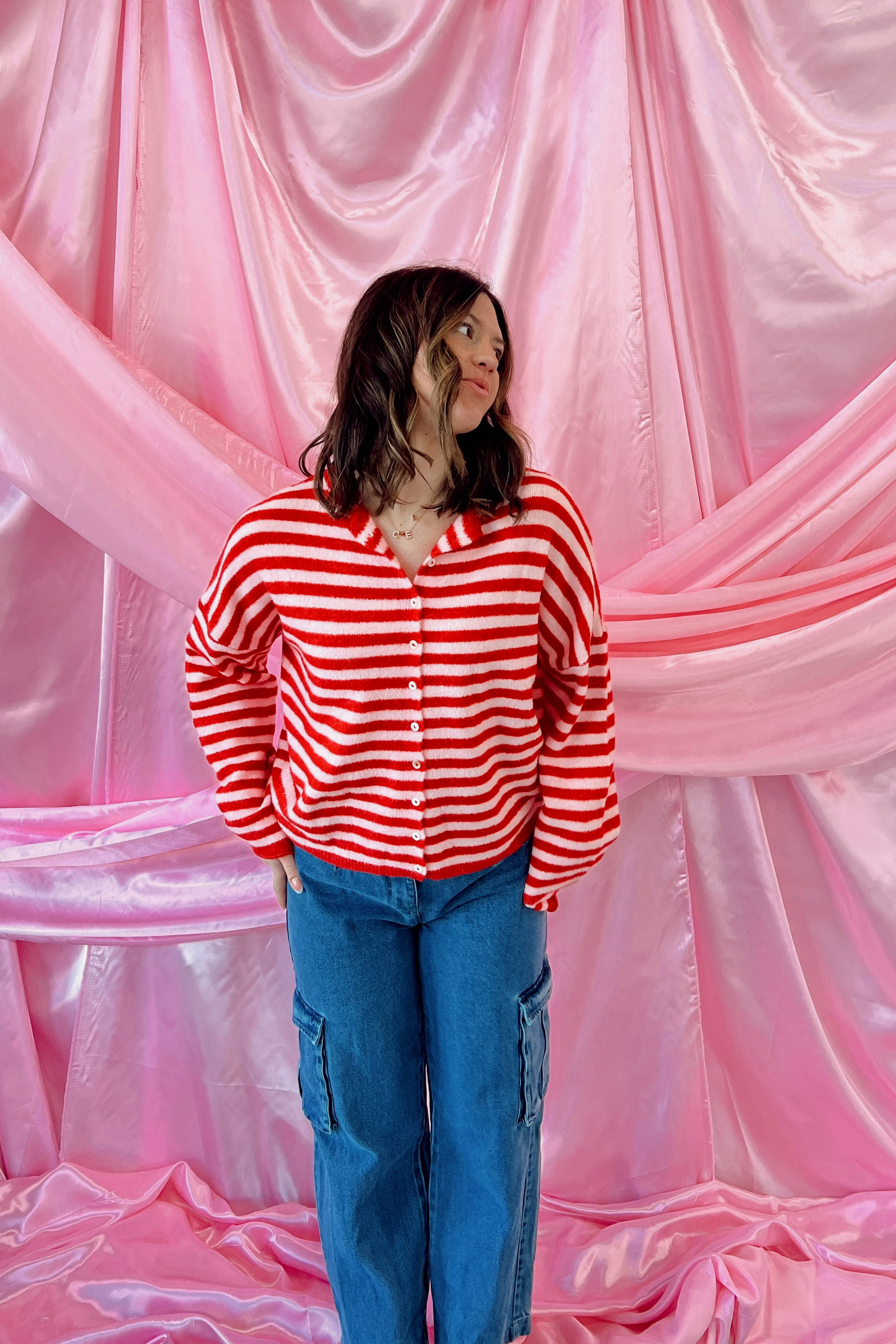 Piper Cardigan | Red + Pink