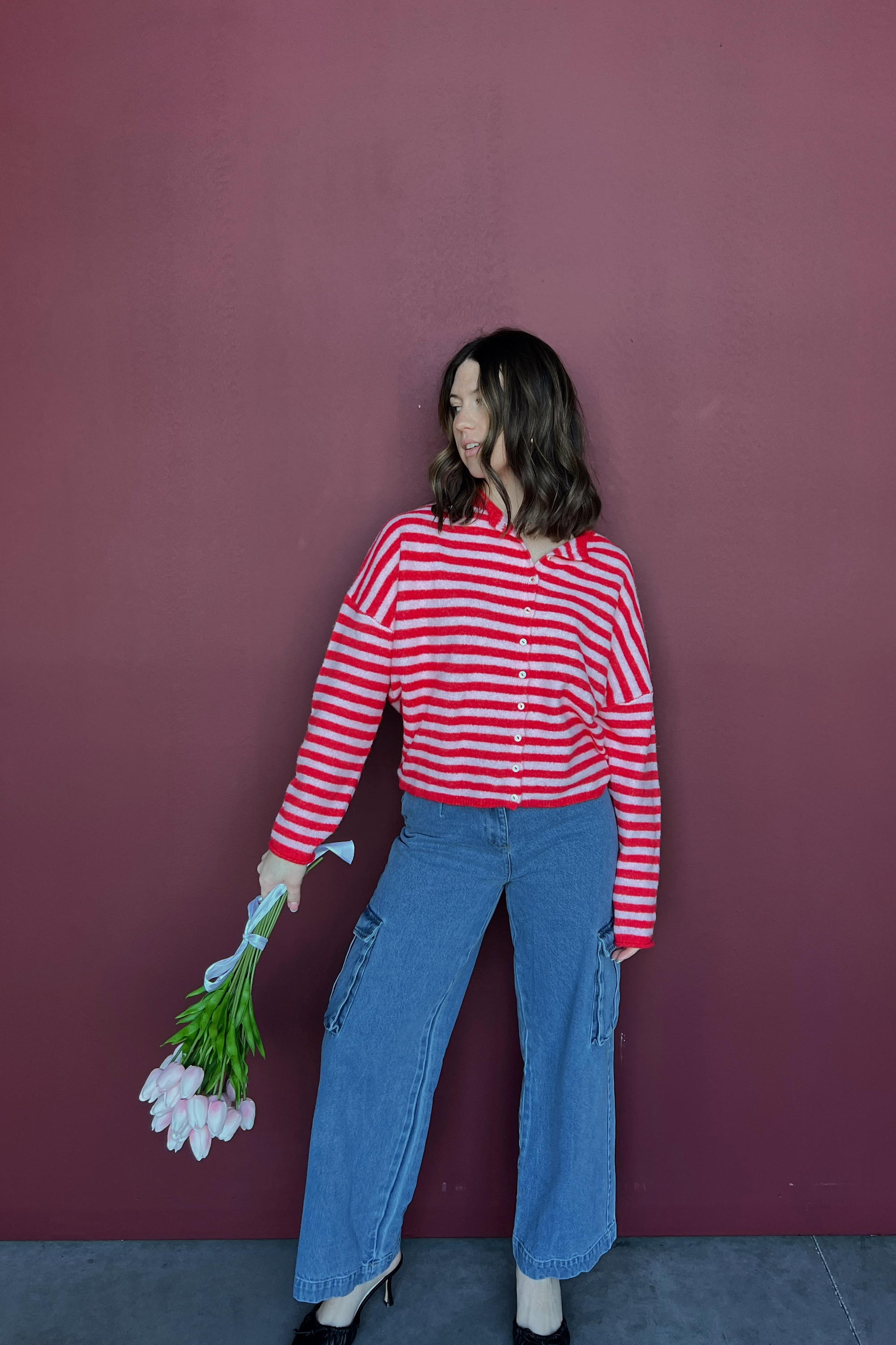 Piper Cardigan | Red + Pink