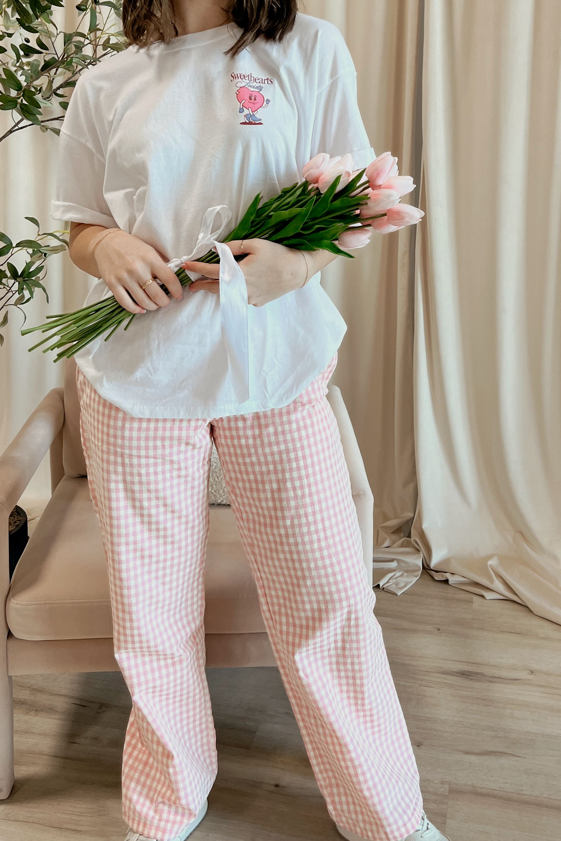 Maggie Gingham Pants | Pink