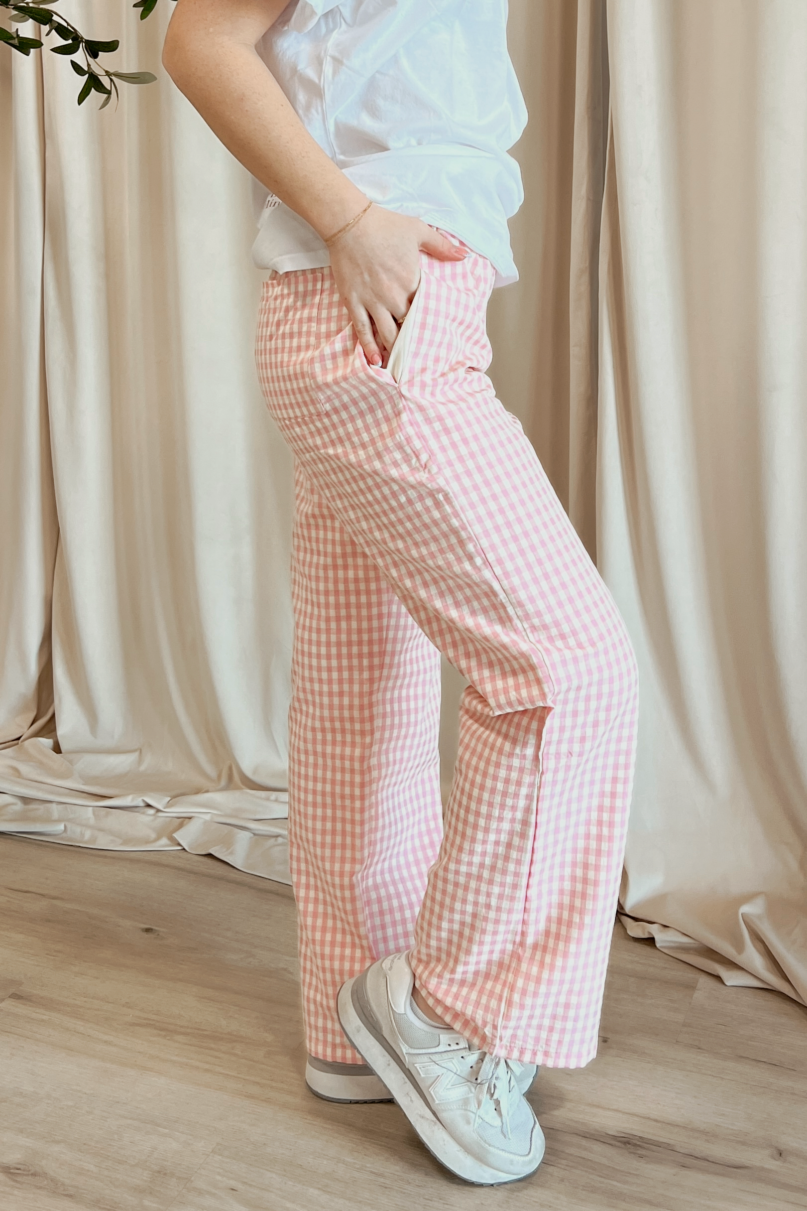 Maggie Gingham Pants | Pink