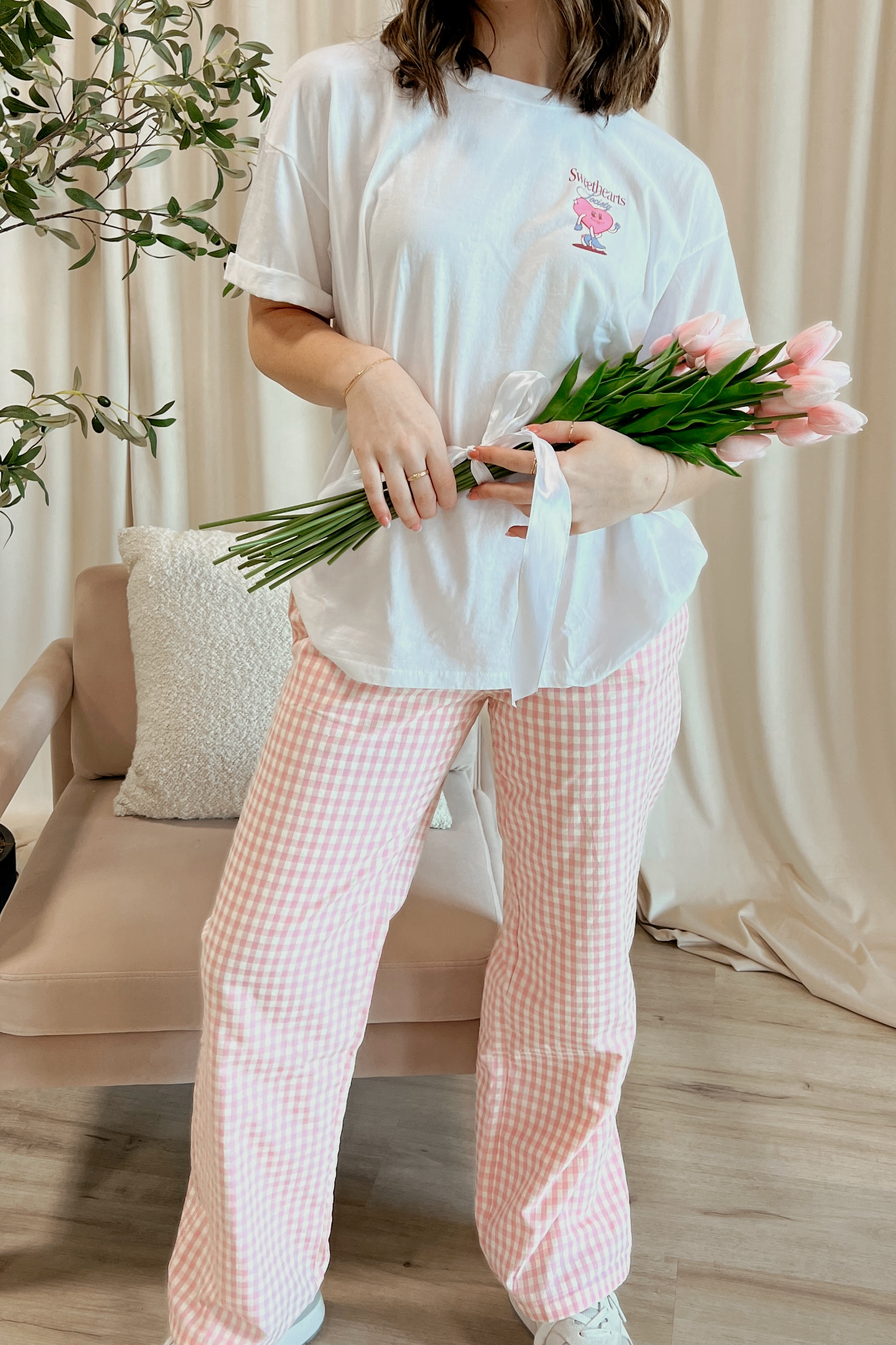 Maggie Gingham Pants | Pink