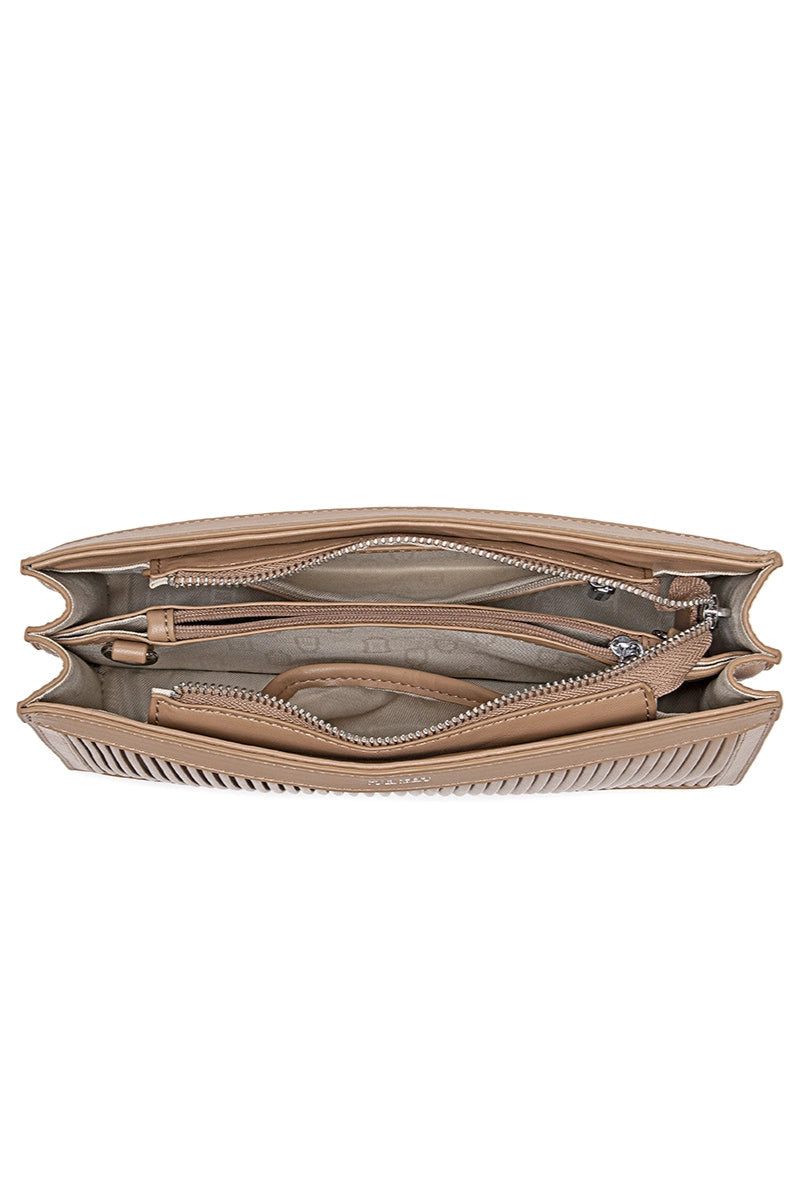 Abigail Clutch | Sand Pleated