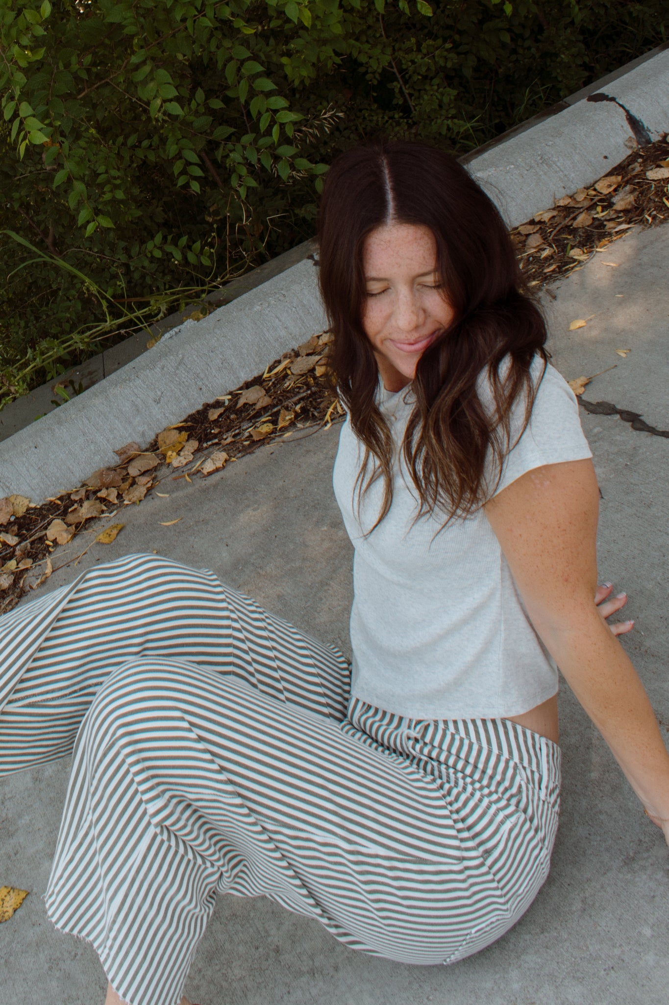 Striped Barrel Jeans | Olive