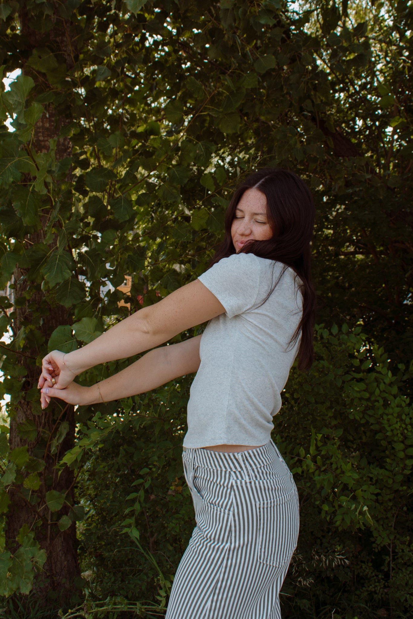 Striped Barrel Jeans | Olive