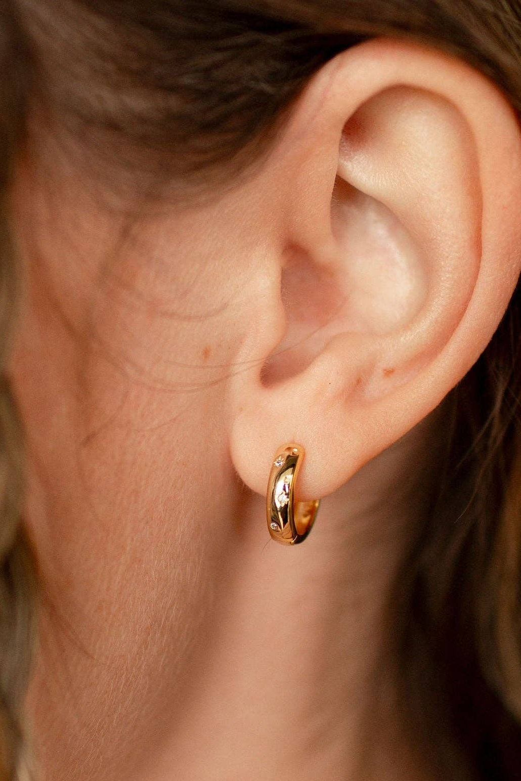 Charli Diamond & Gold Polka Dot Hoops