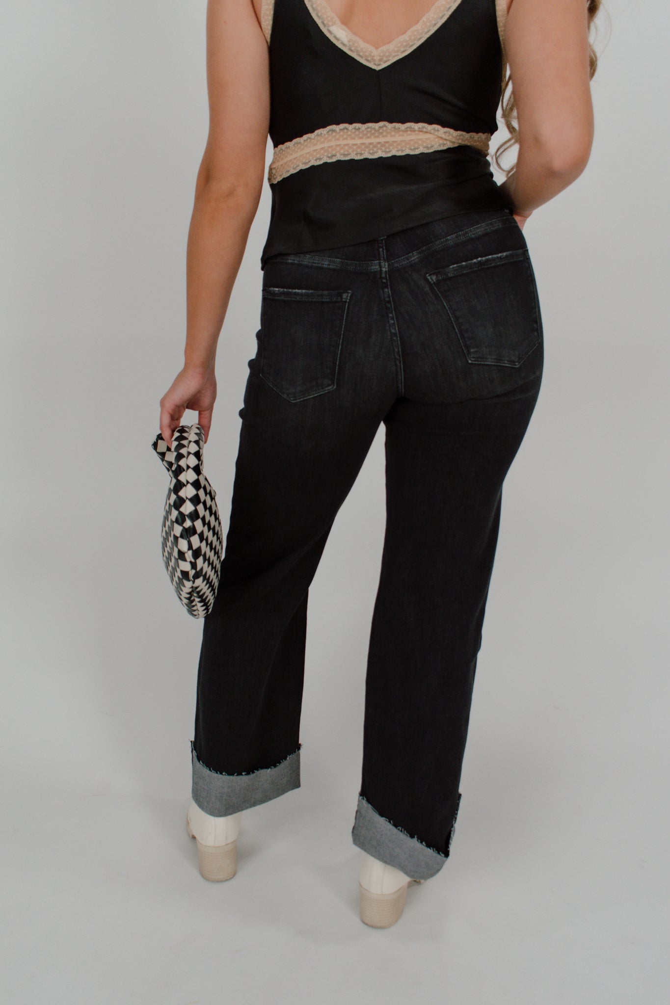 Grey Wash Cuffed Jeans