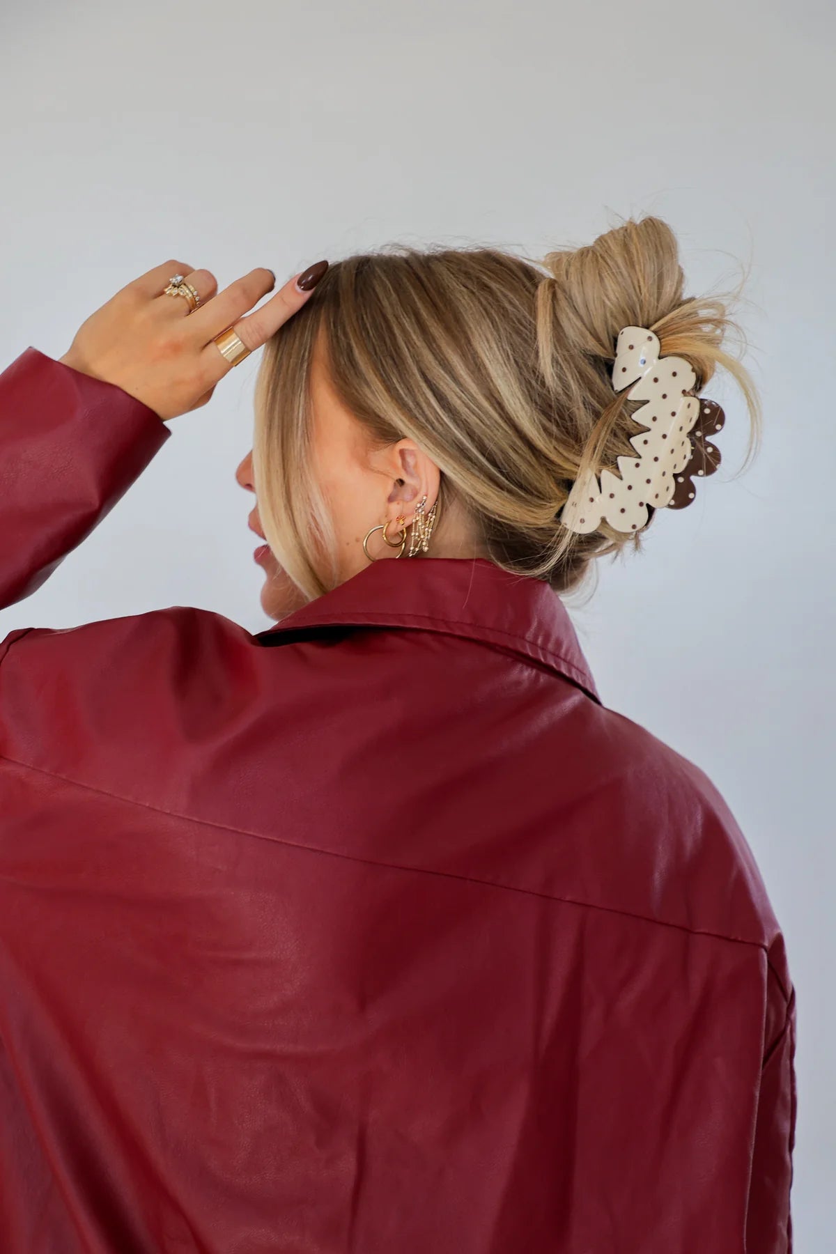 Brown & Cream Petal Arch Claw - Oversized