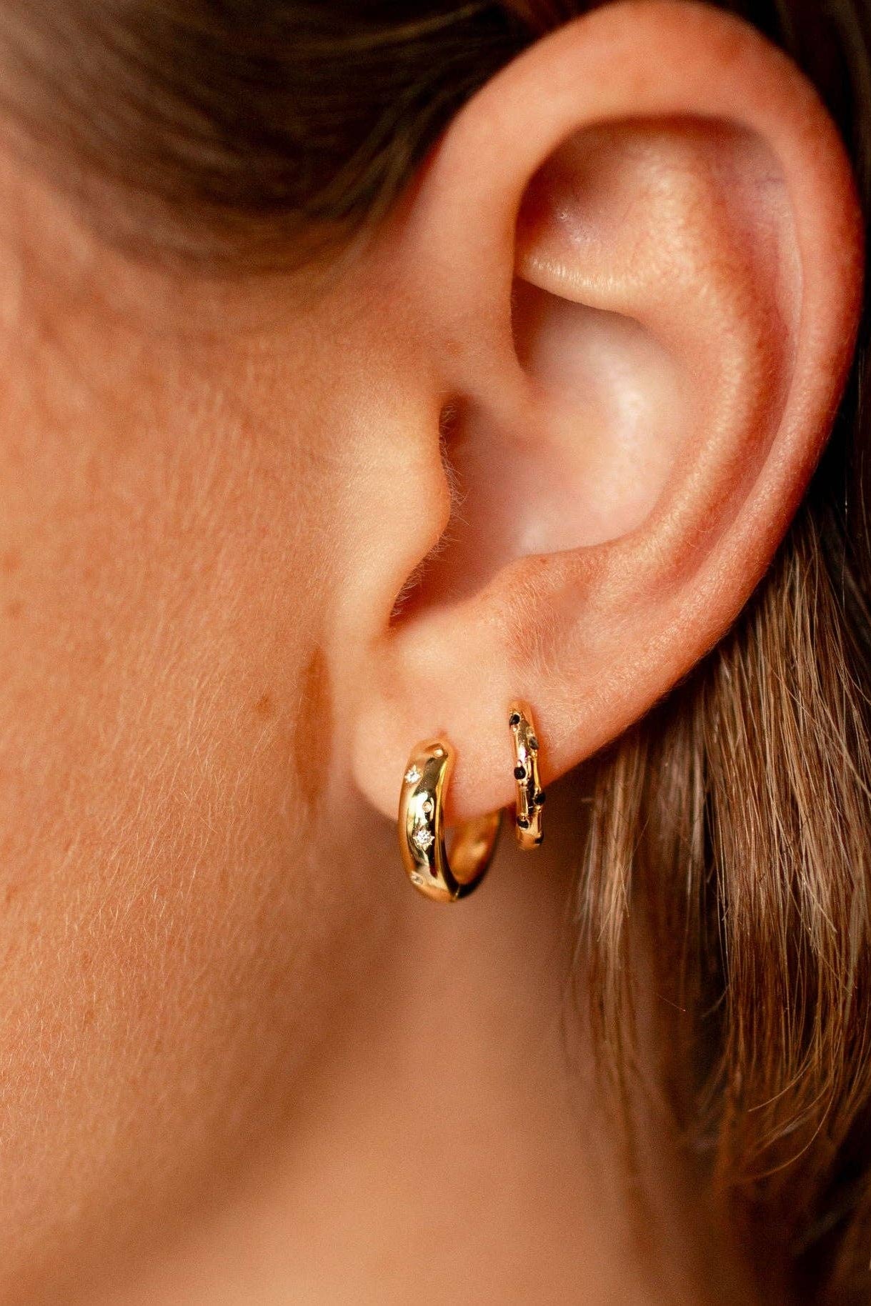 Charli Diamond & Gold Polka Dot Hoops