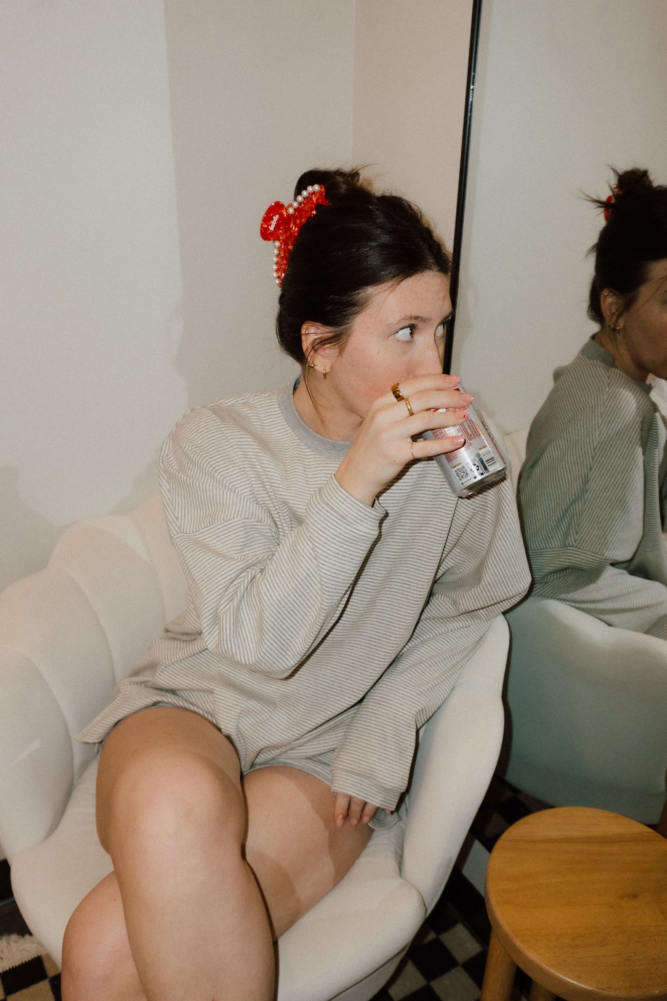 Cozied Up Crew | Grey + White