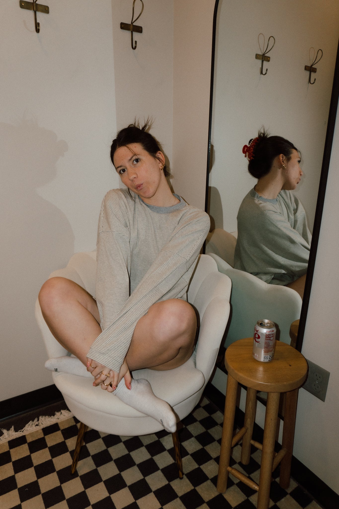 Cozied Up Crew | Grey + White