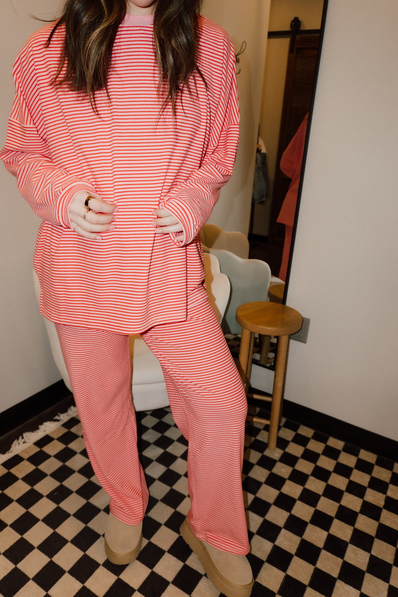 Brushed Up Crew | Pink + Red