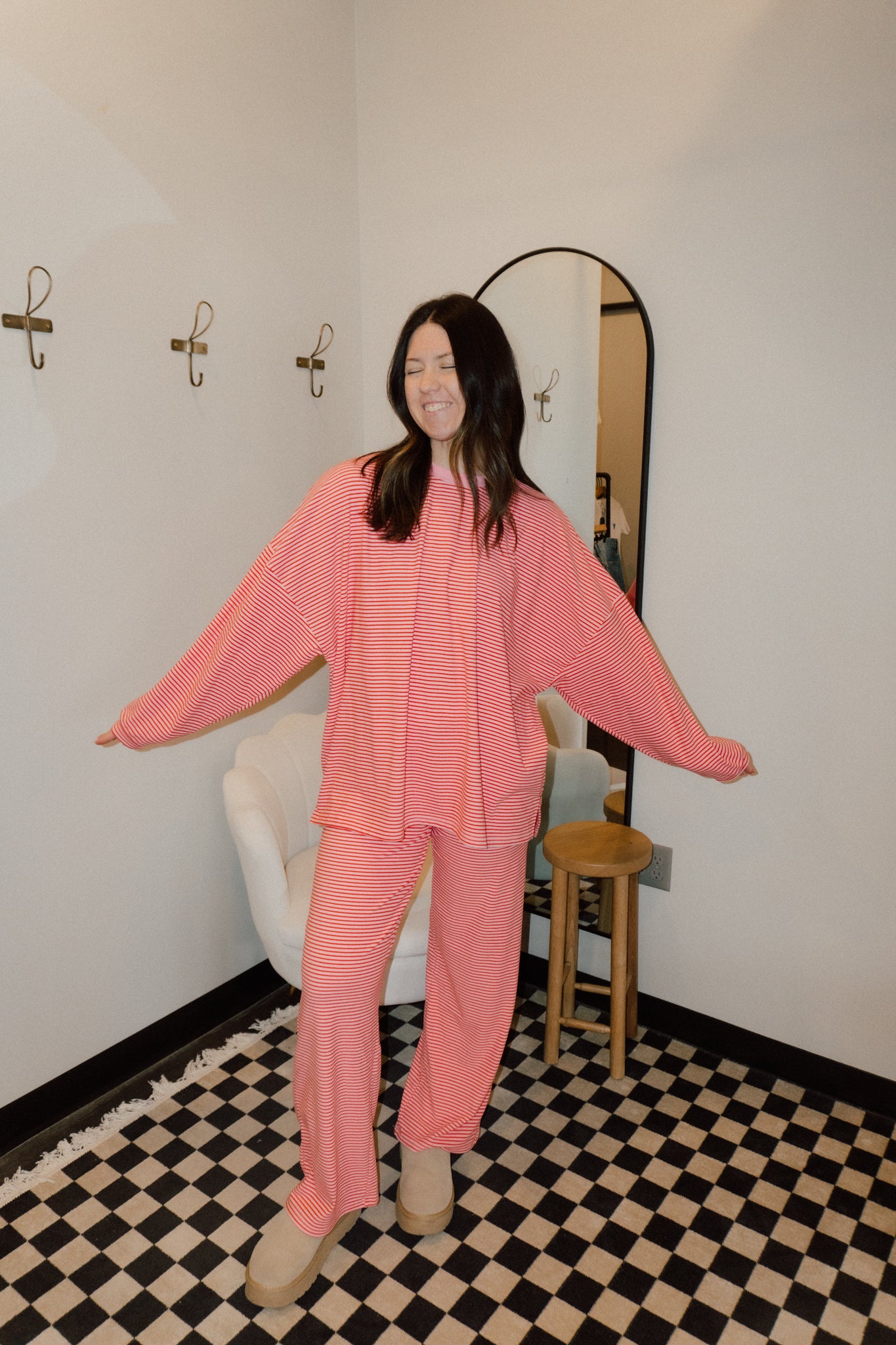 Brushed Up Crew | Pink + Red