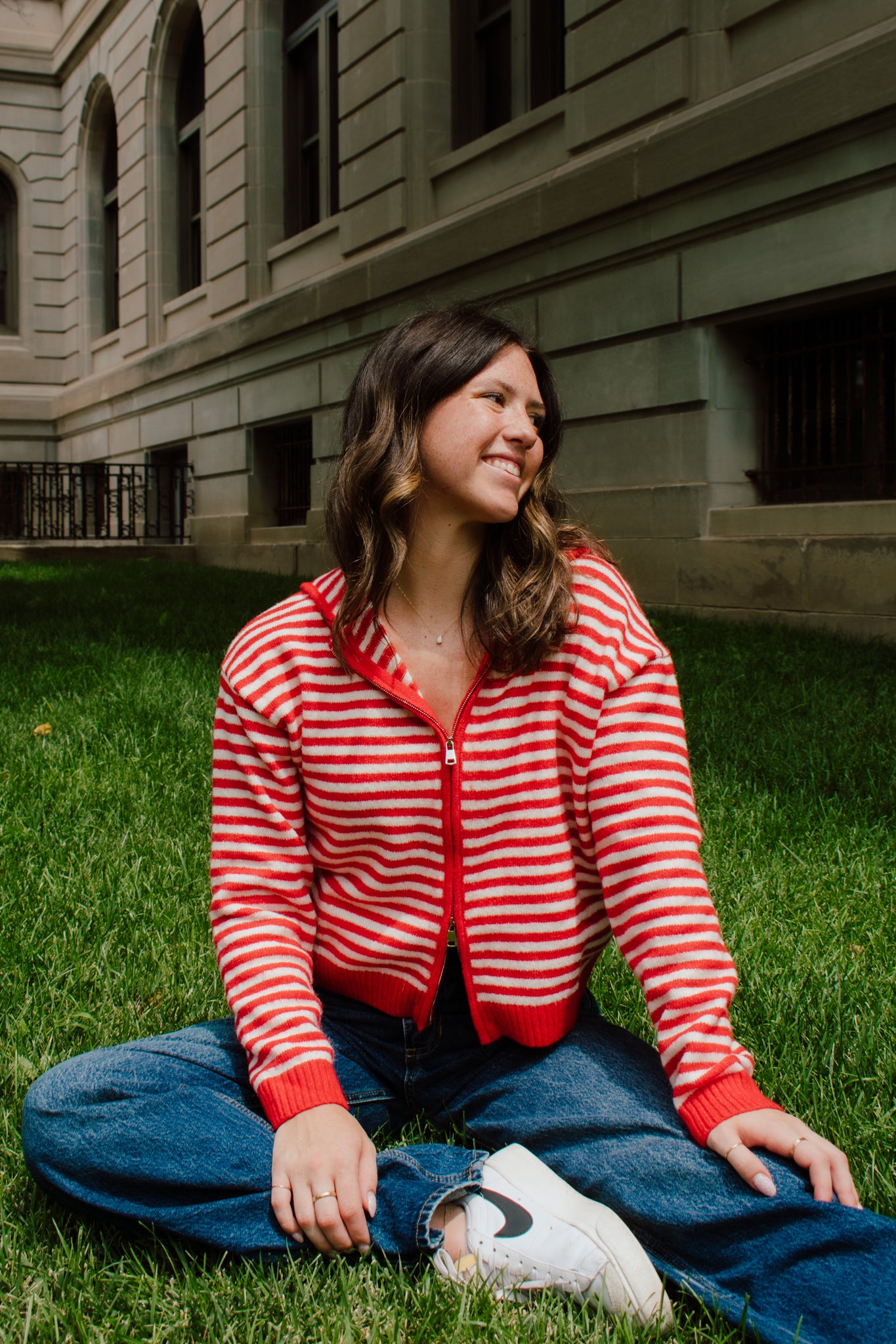 Live in Red Zip-up Sweater
