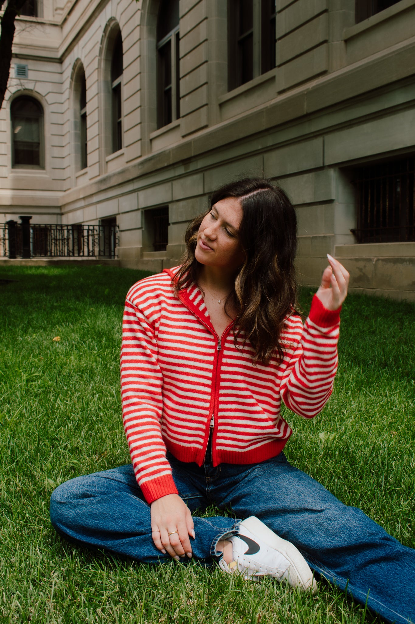 Live in Red Zip-up Sweater