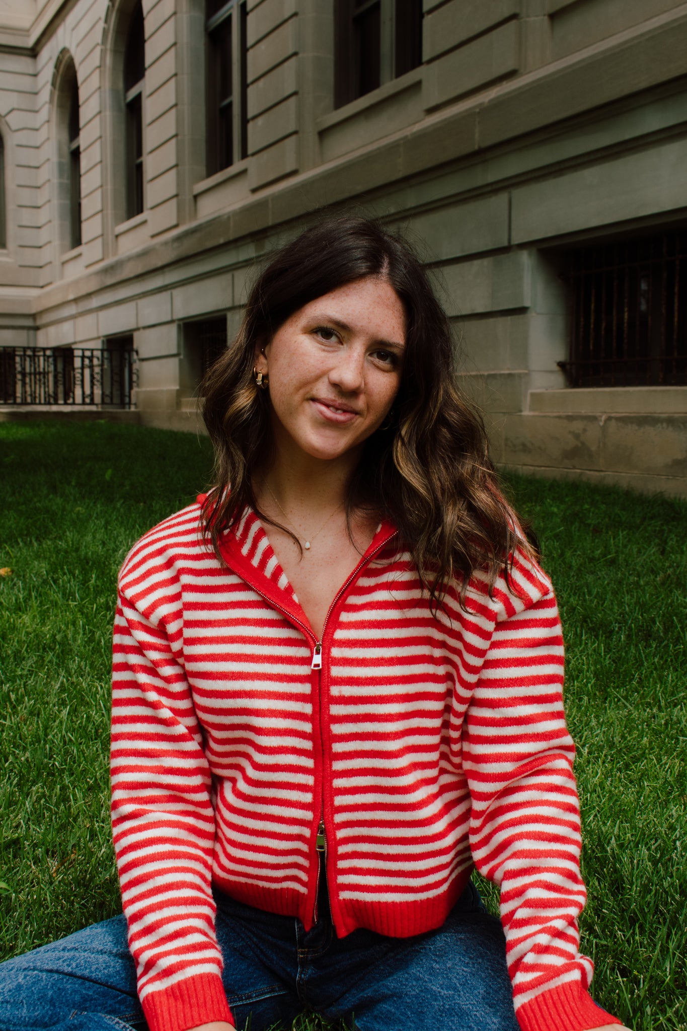 Live in Red Zip-up Sweater