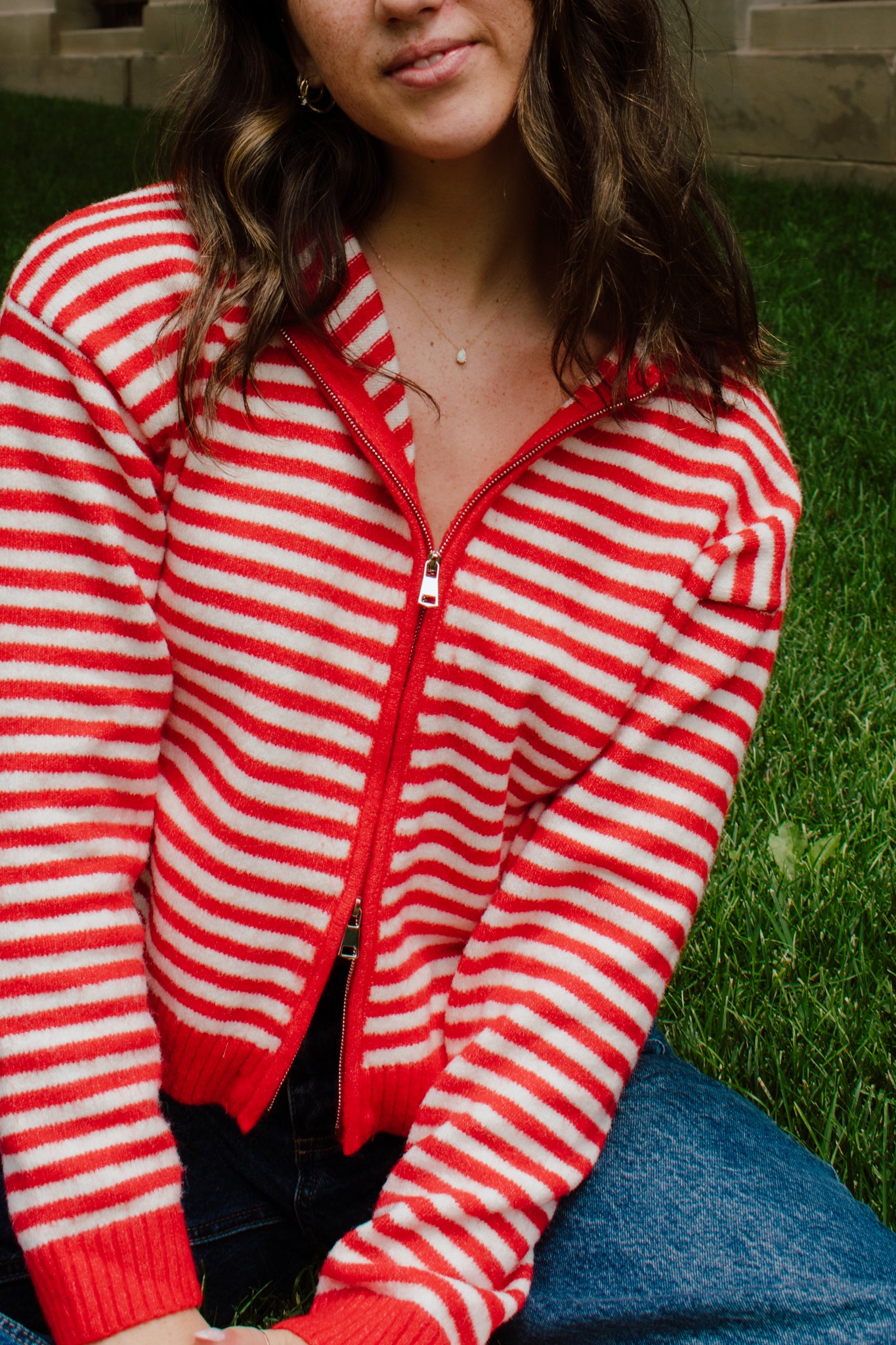 Live in Red Zip-up Sweater