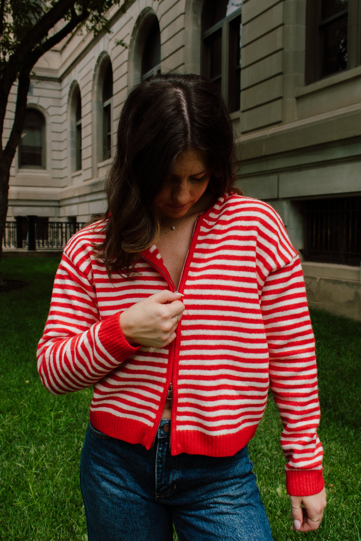 Live in Red Zip-up Sweater