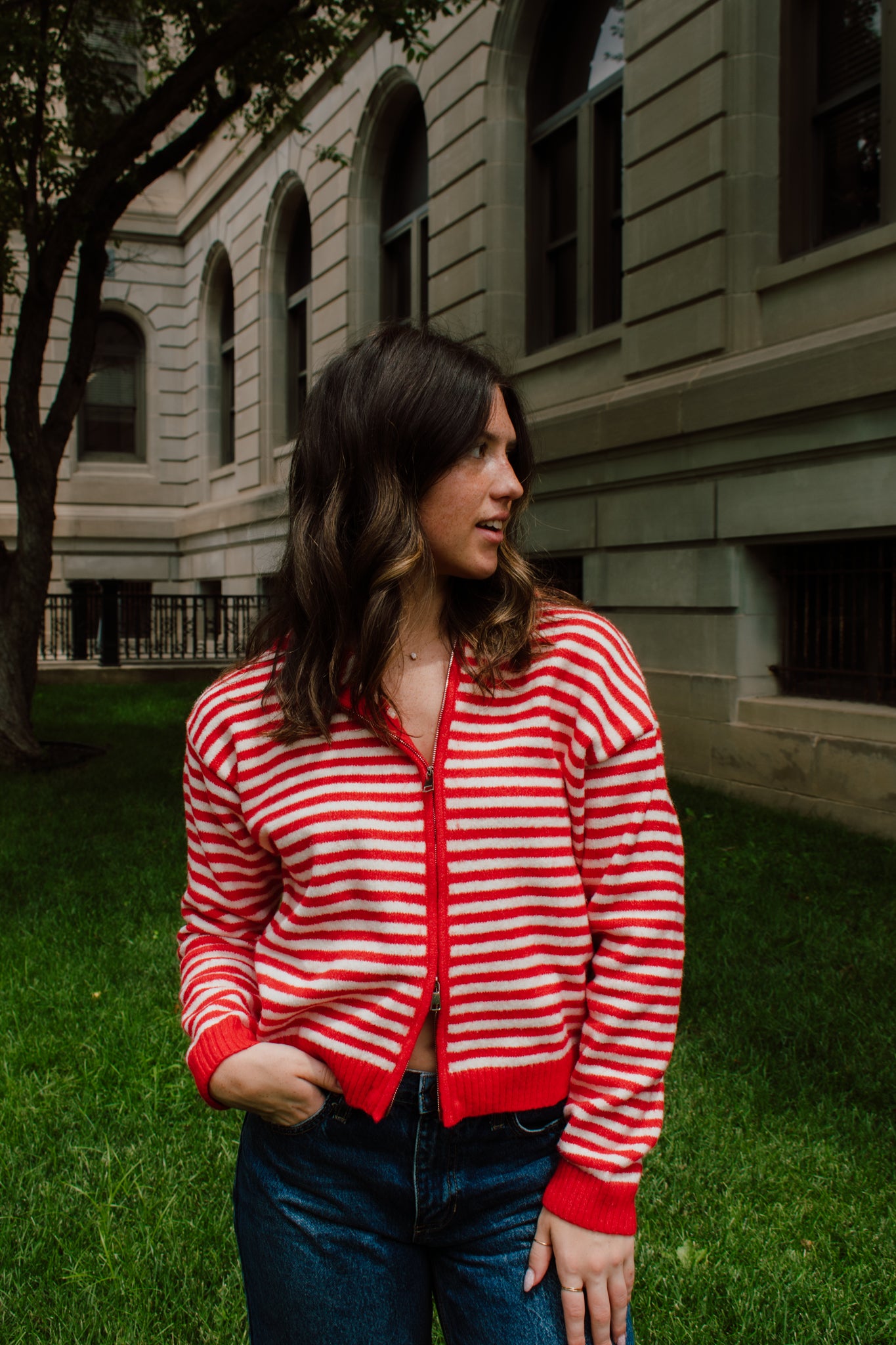 Live in Red Zip-up Sweater
