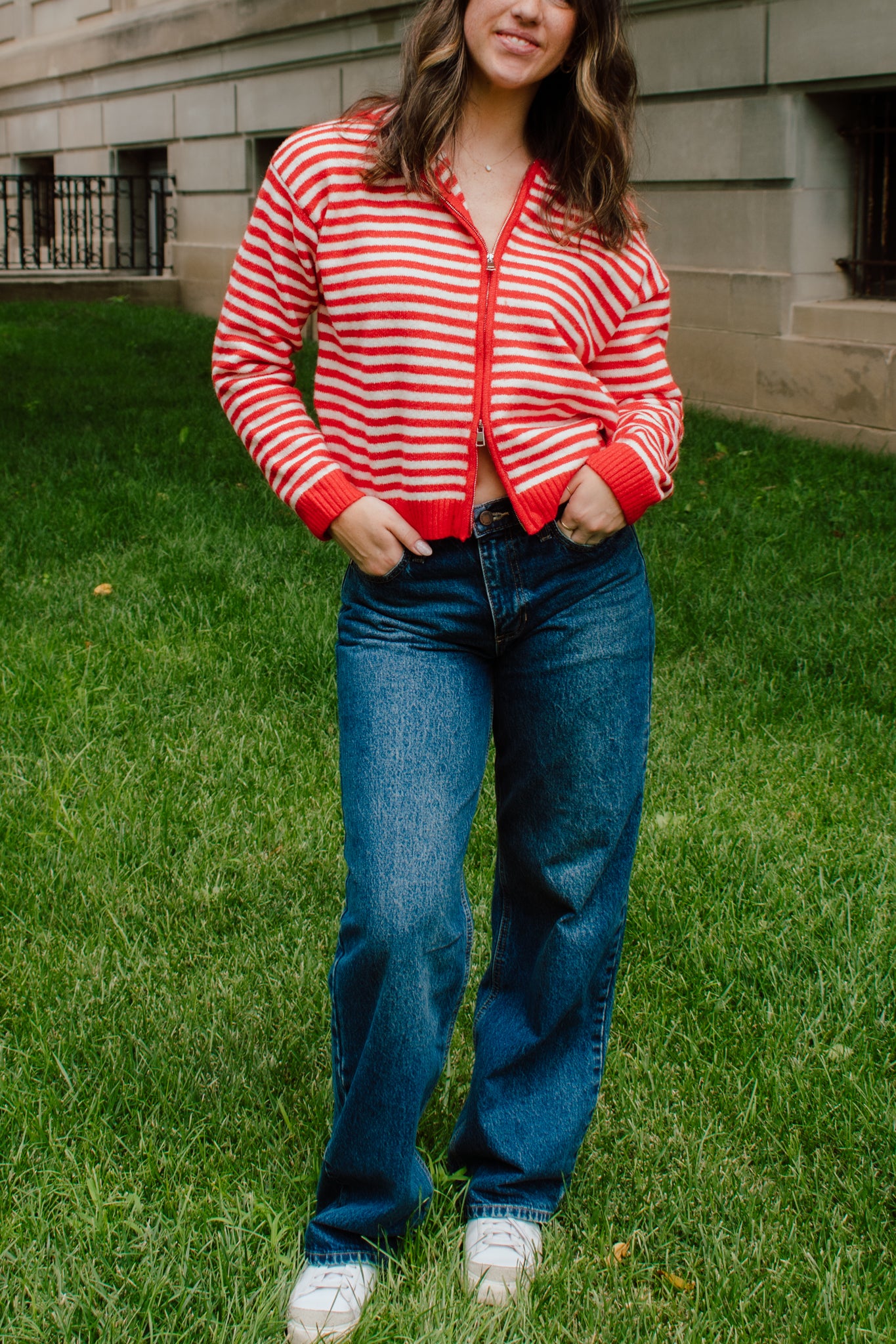 Live in Red Zip-up Sweater