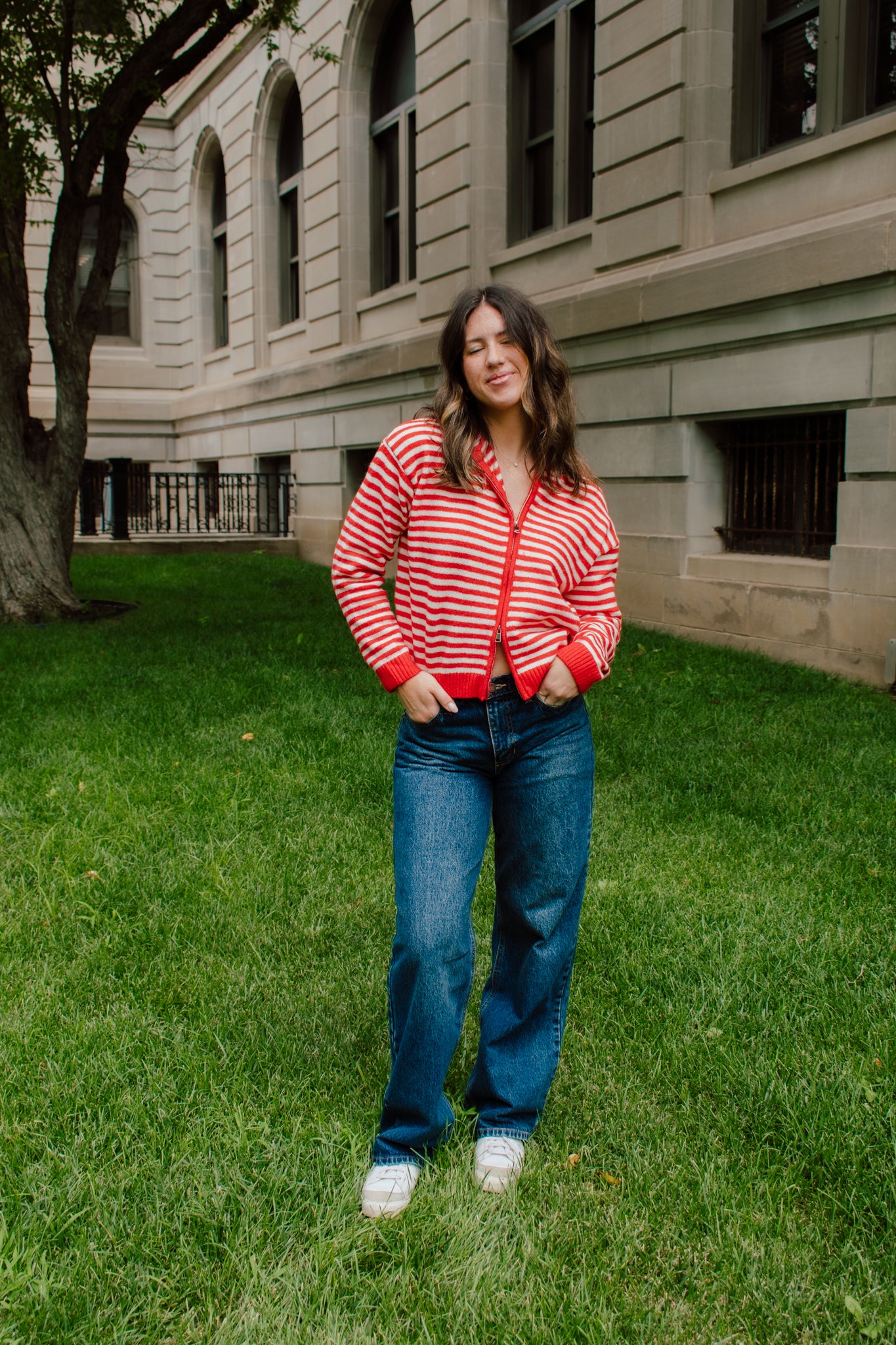 Live in Red Zip-up Sweater
