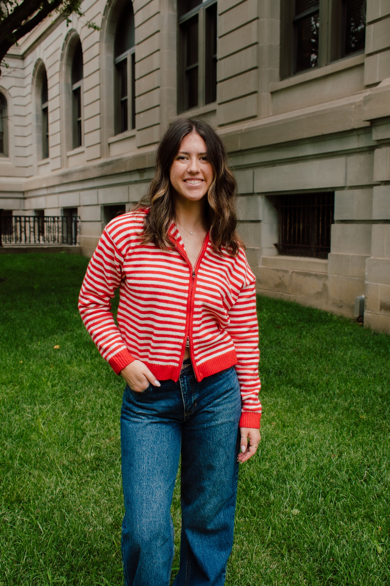 Live in Red Zip-up Sweater