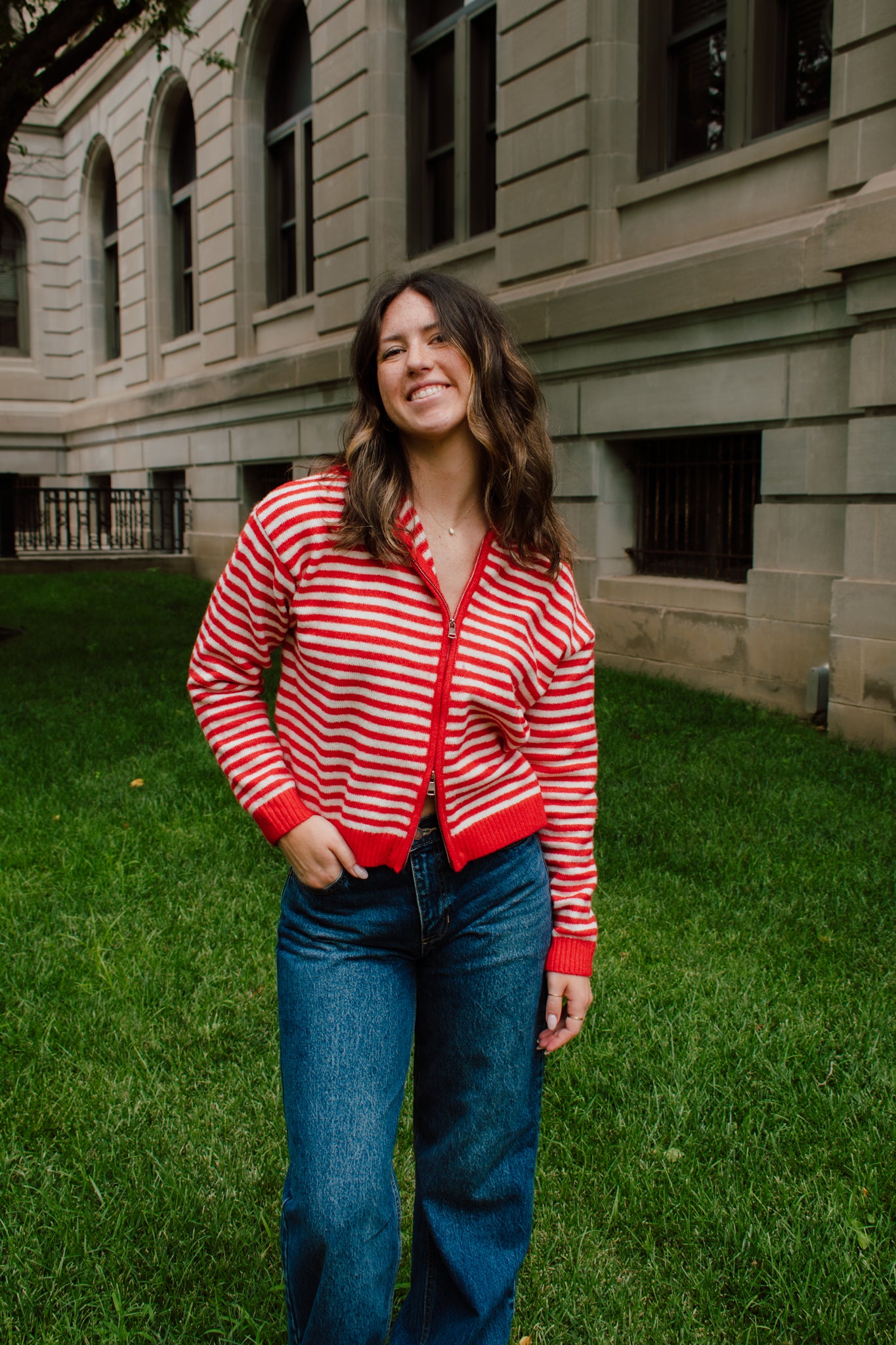 Live in Red Zip-up Sweater