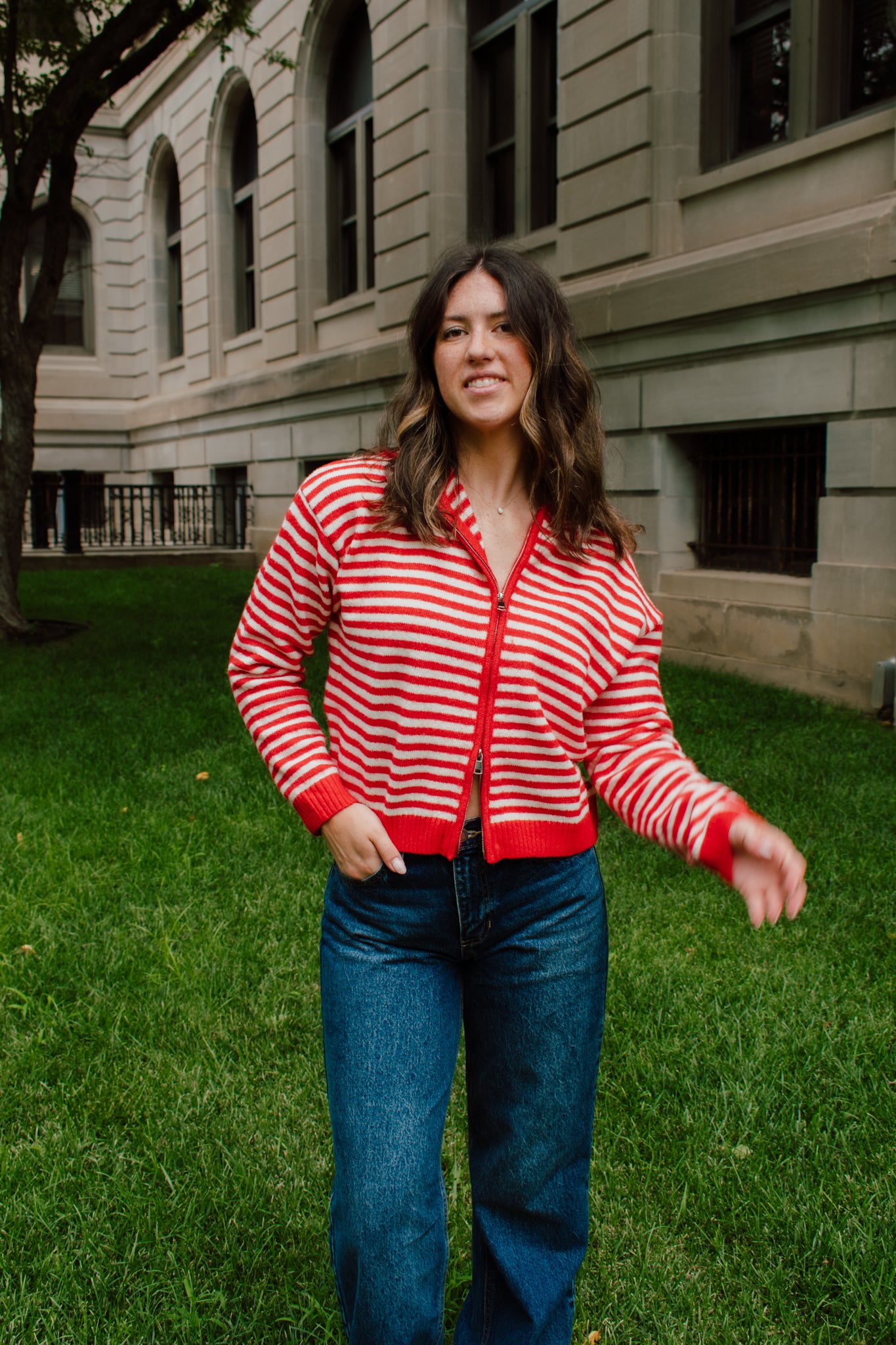 Live in Red Zip-up Sweater