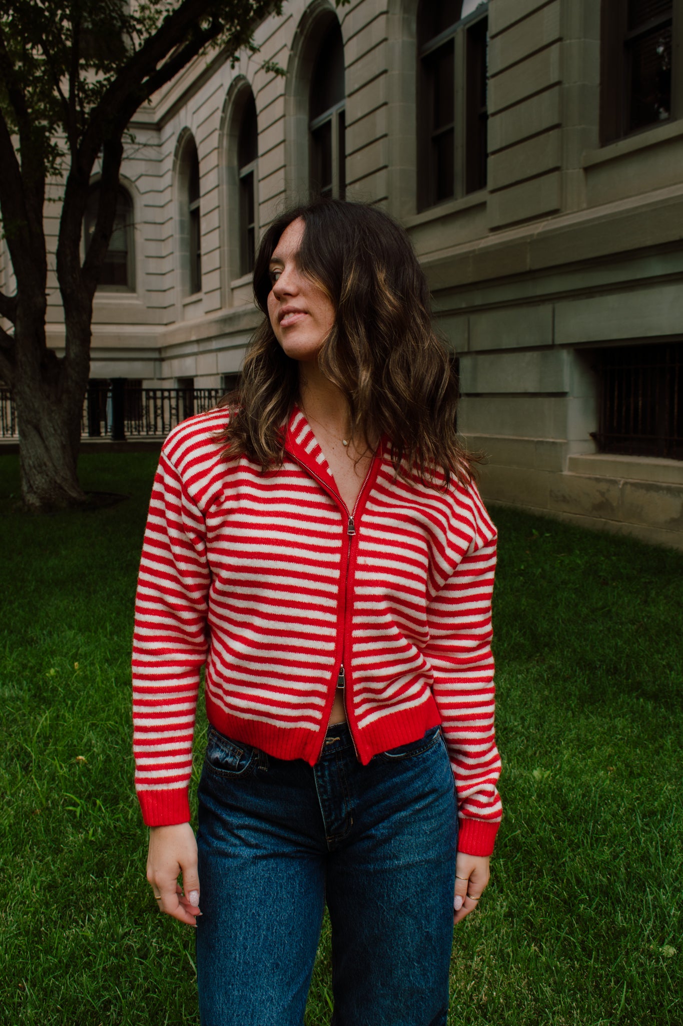 Live in Red Zip-up Sweater