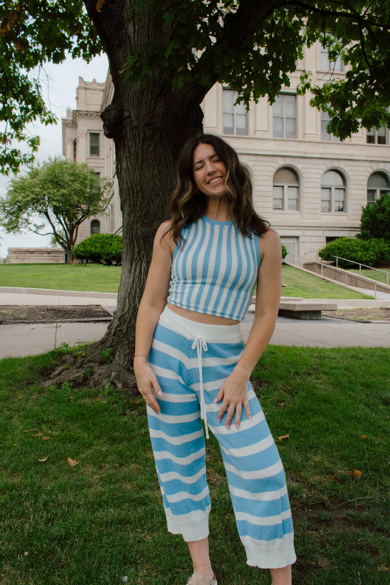 Sky Light Striped Pants