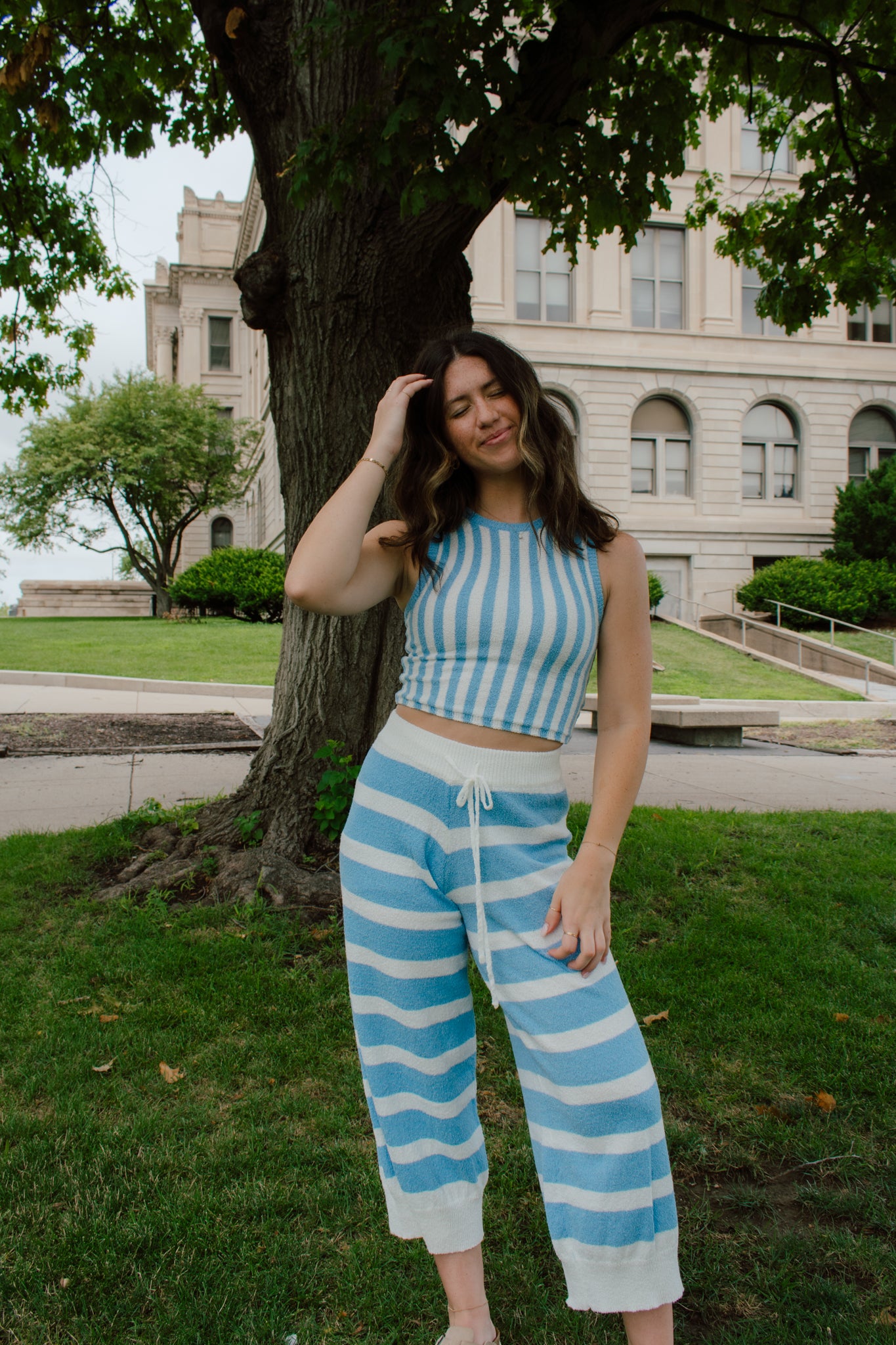 Sky Light Striped Pants