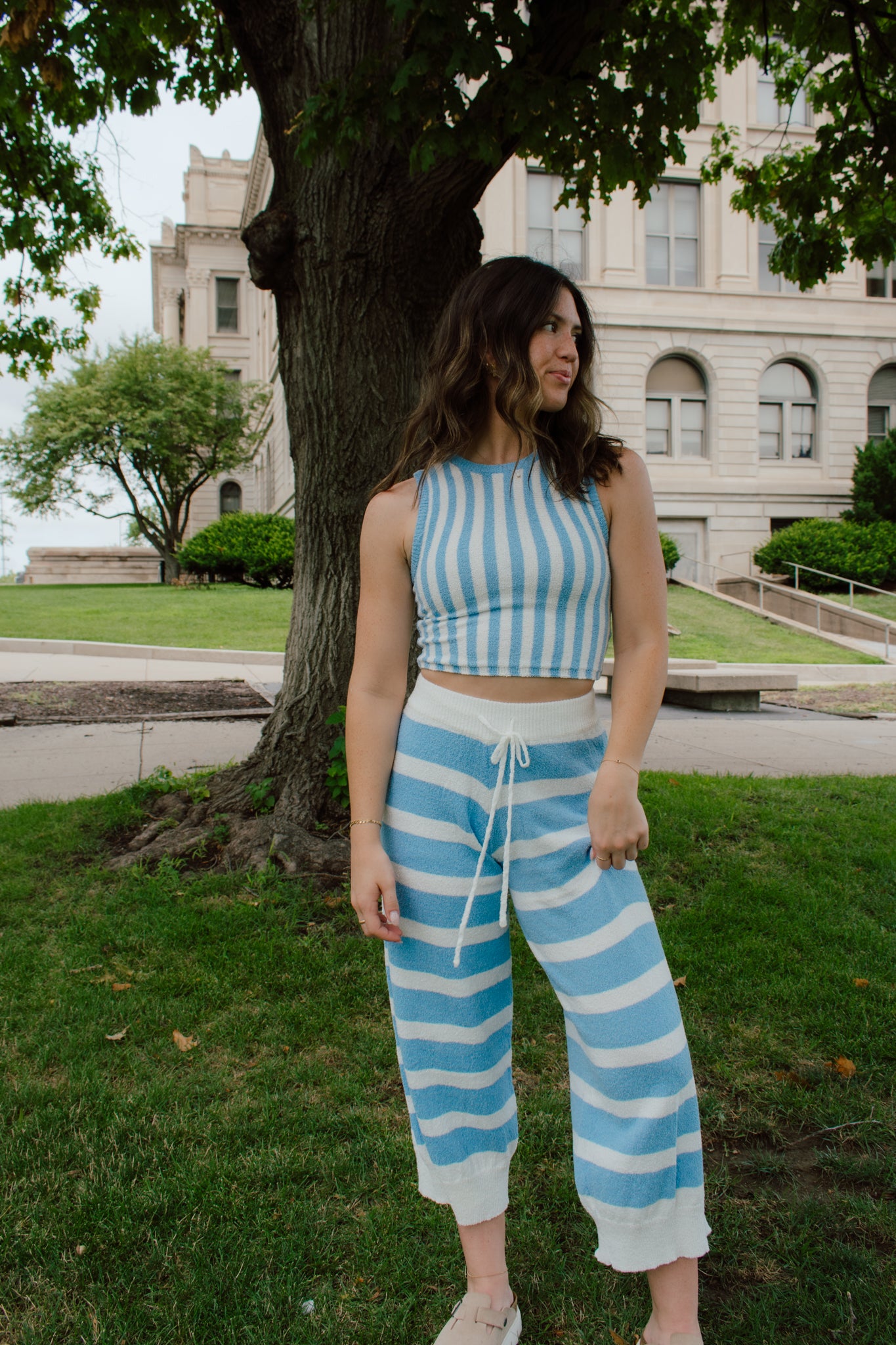 Sky Light Striped Pants