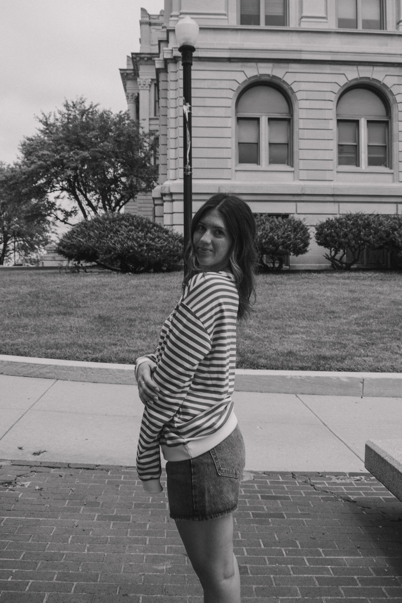 Go Big Red Striped Crewneck