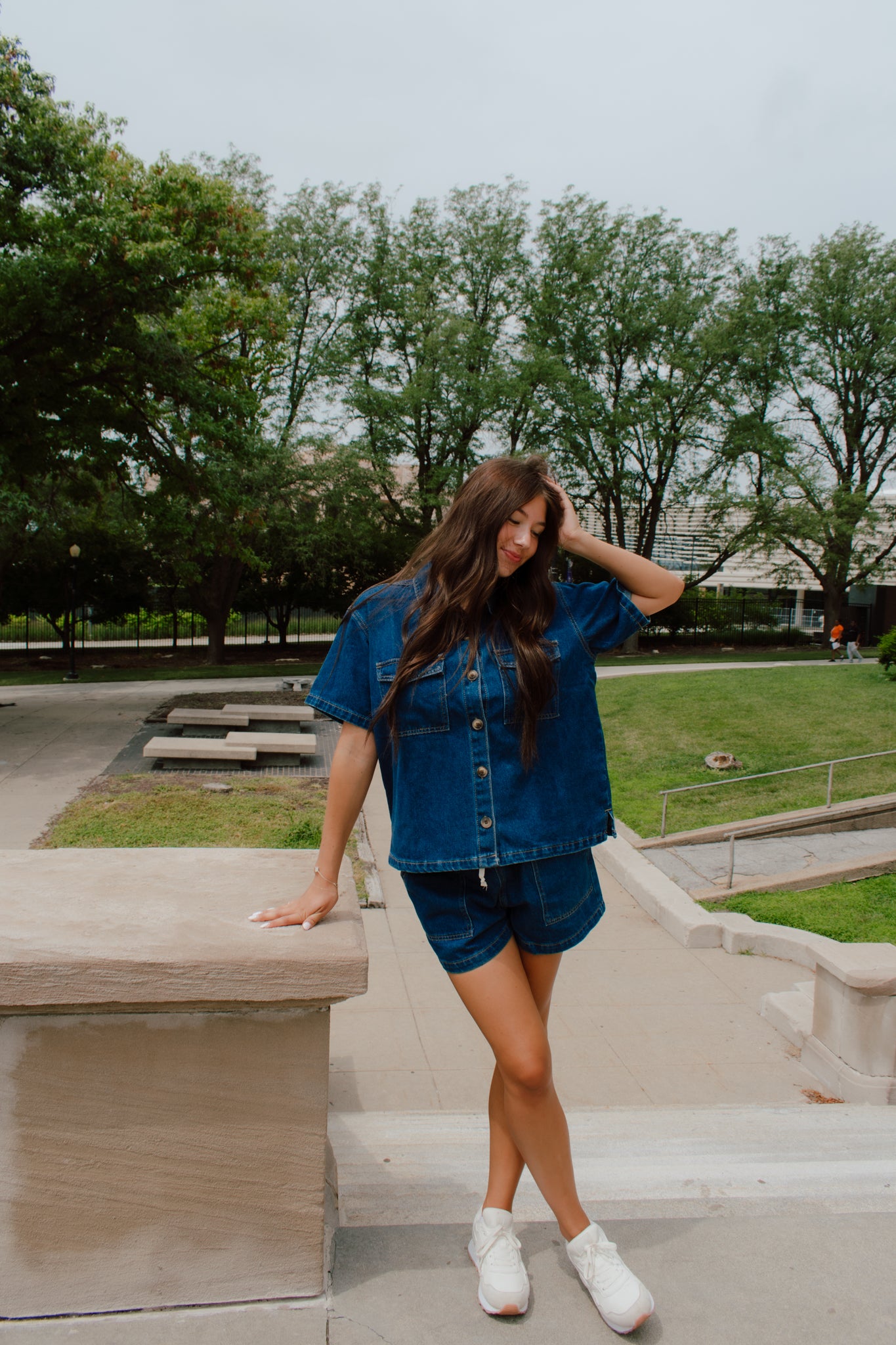 Indigo Button Down Top
