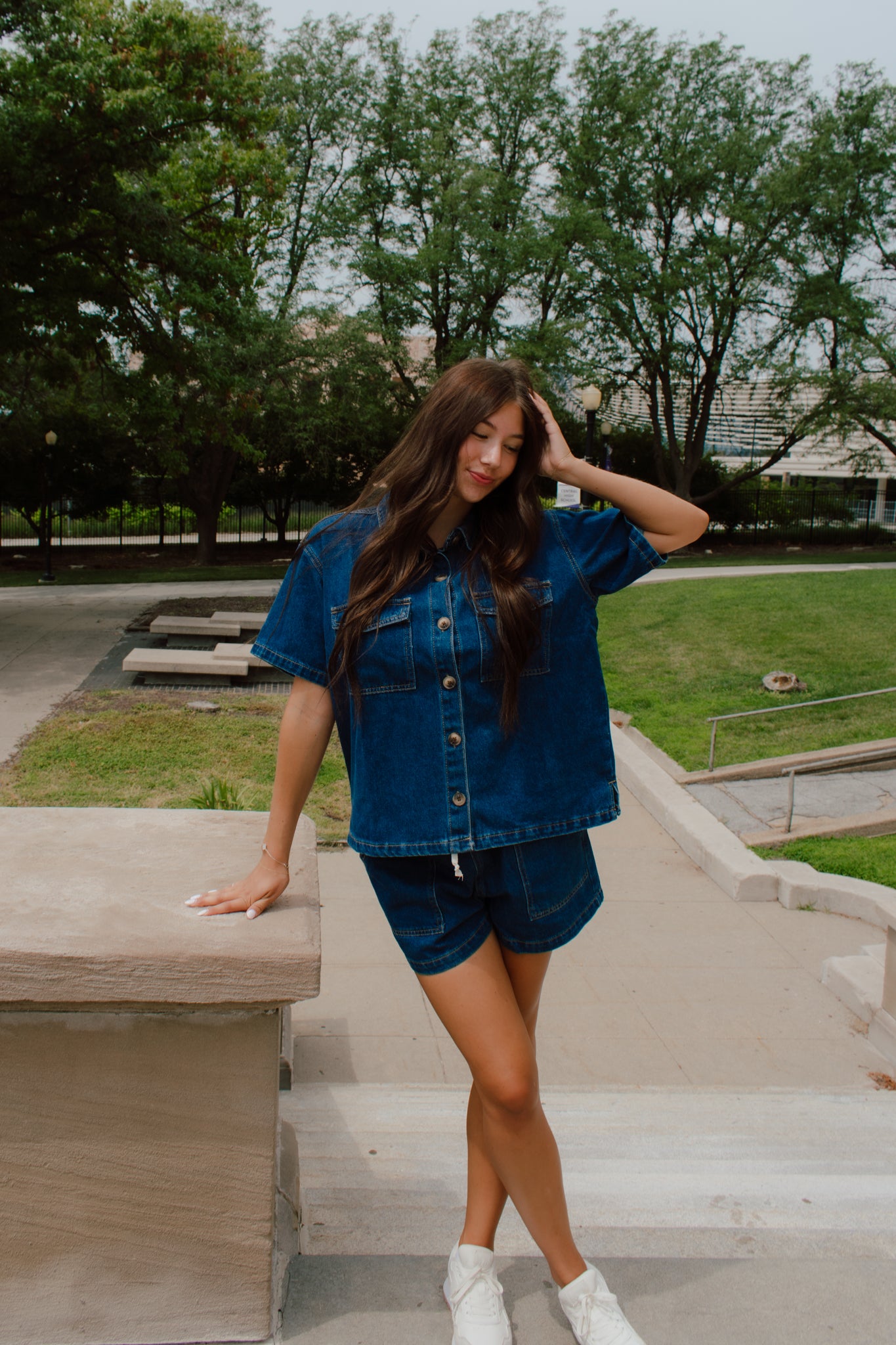 Indigo Button Down Top