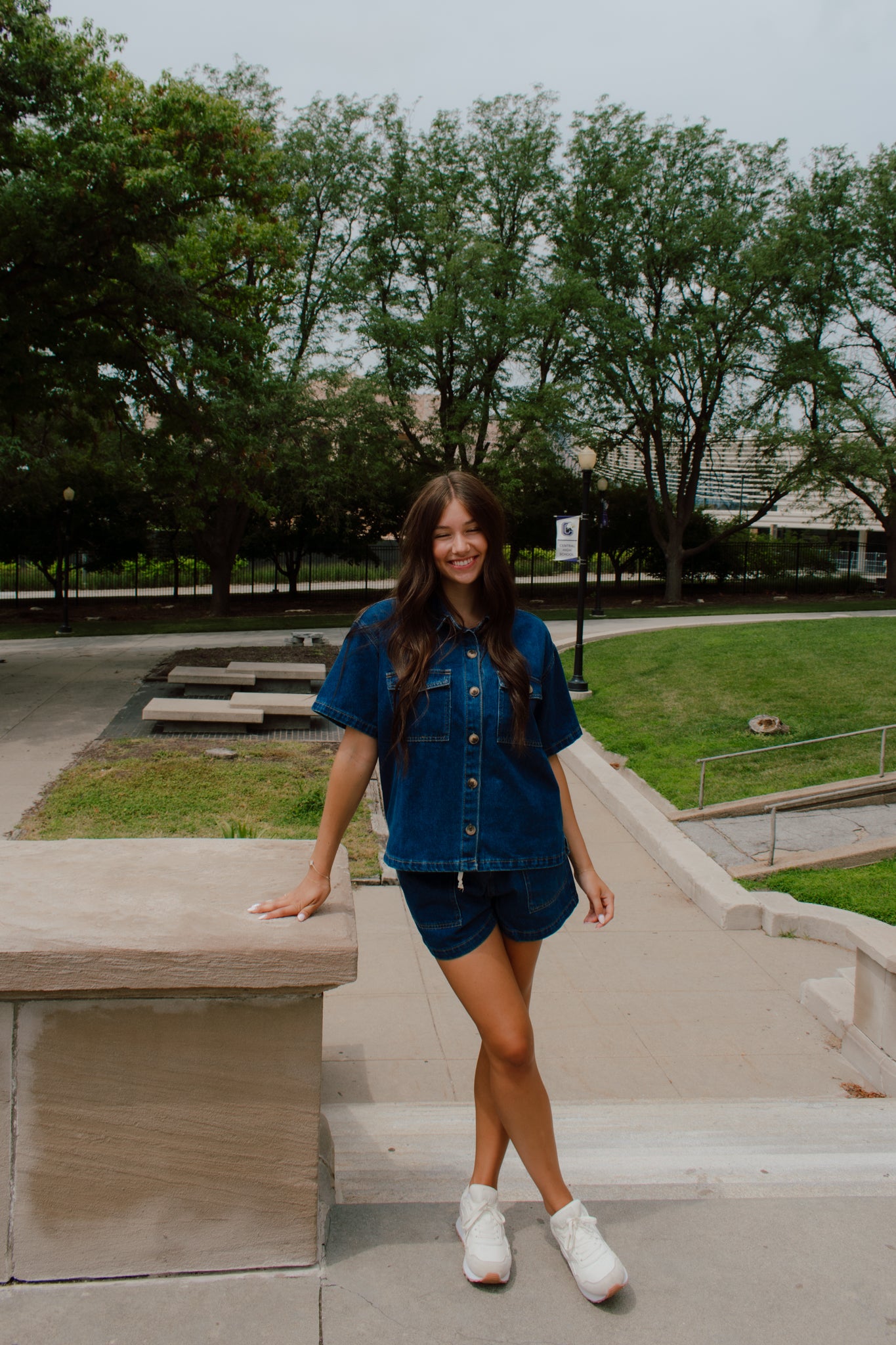 Indigo Button Down Top