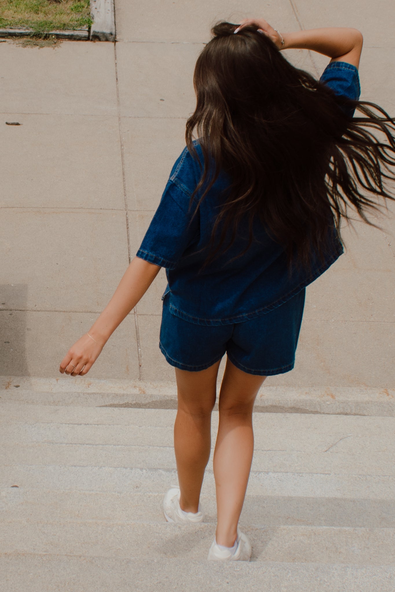 Indigo Button Down Top