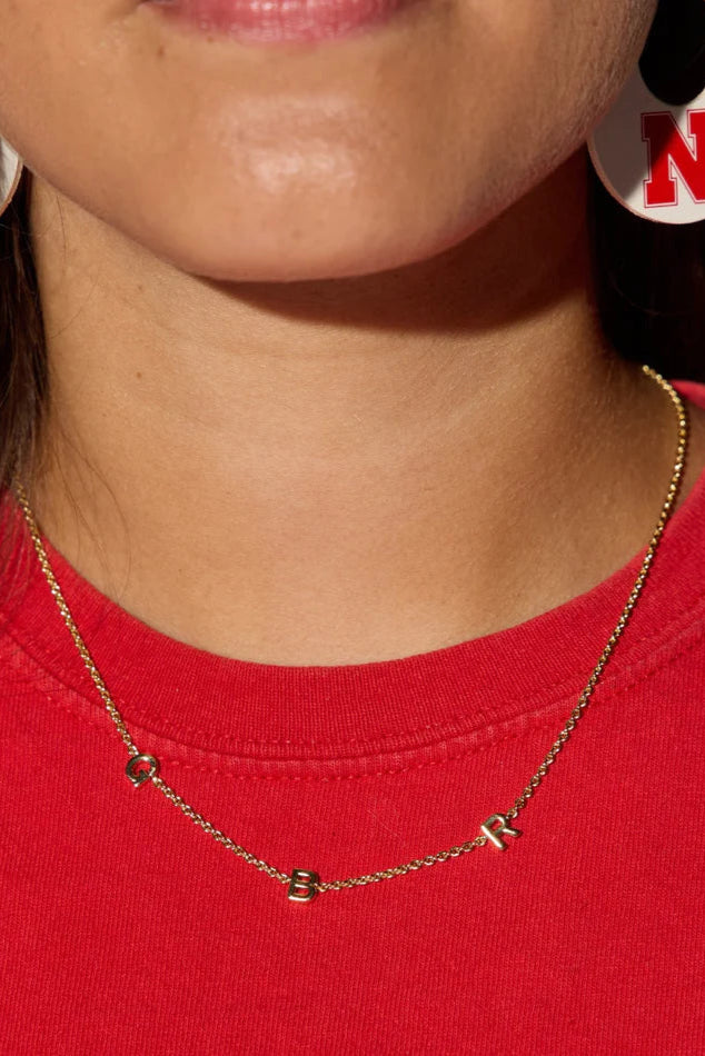 "Go Big Red" Initial Necklace