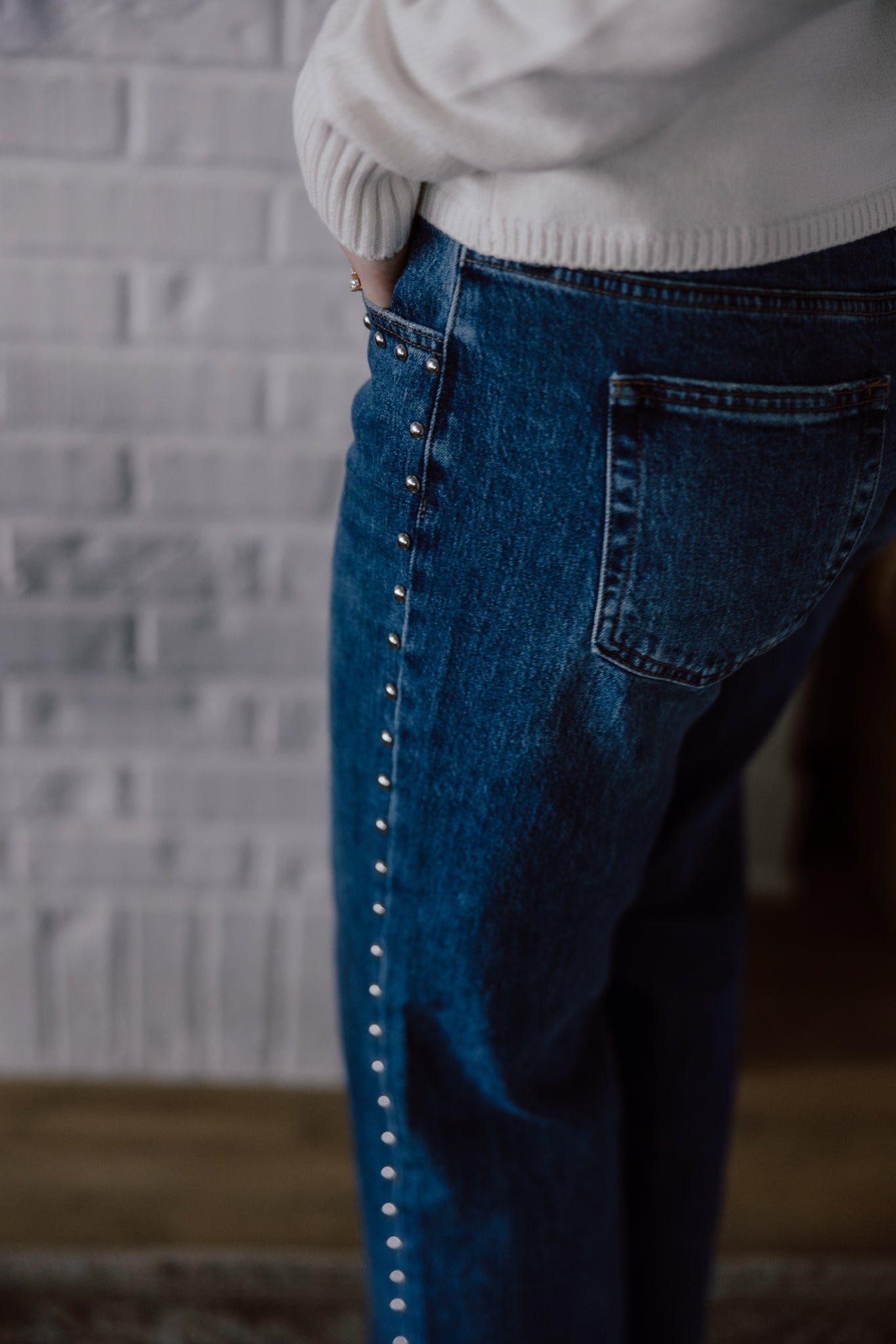 Low Rise Studded Baggy Jeans