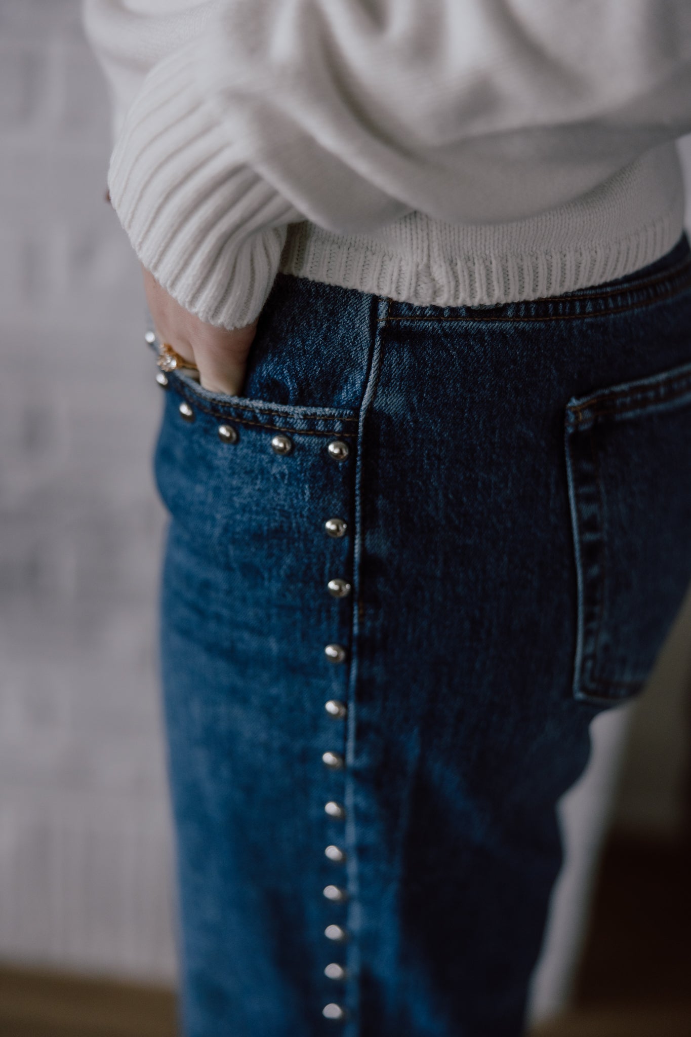 Low Rise Studded Baggy Jeans