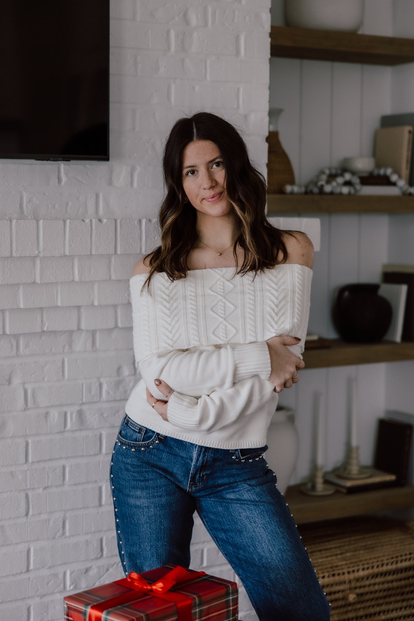 Devon Off Shoulder Cable Knit Top