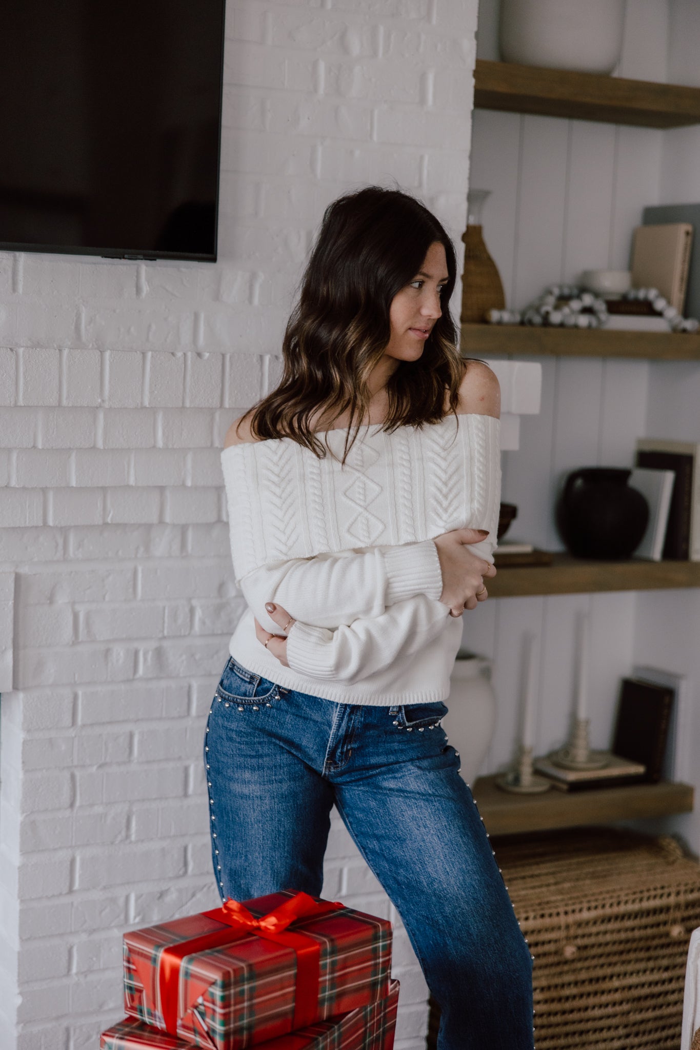 Devon Off Shoulder Cable Knit Top