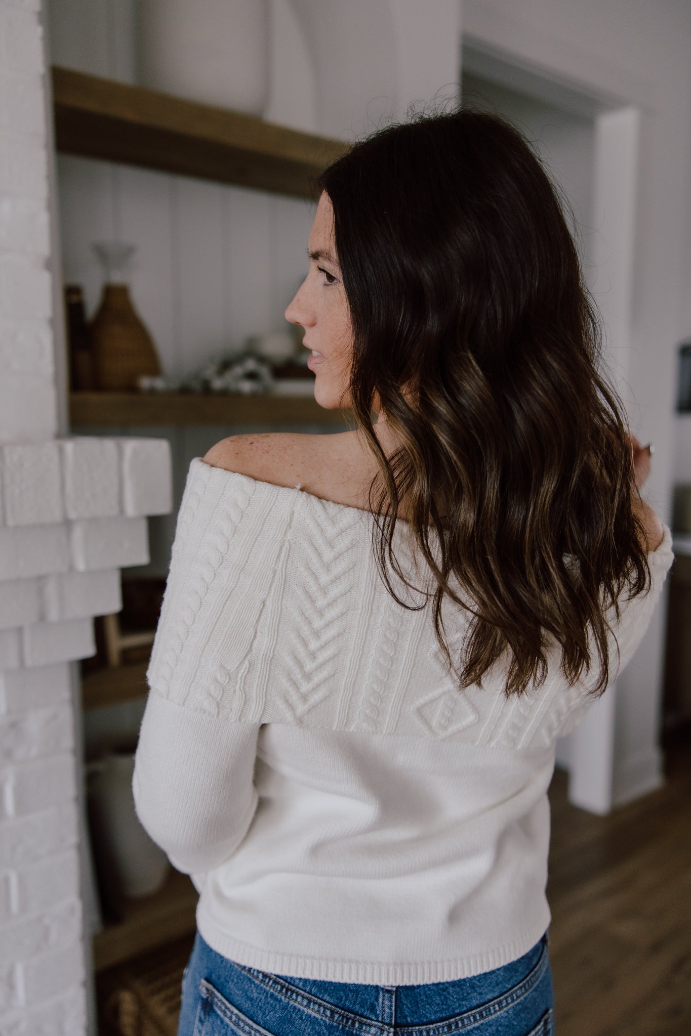 Devon Off Shoulder Cable Knit Top