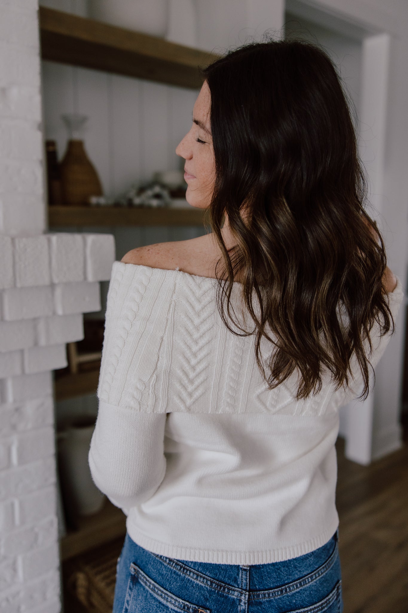 Devon Off Shoulder Cable Knit Top