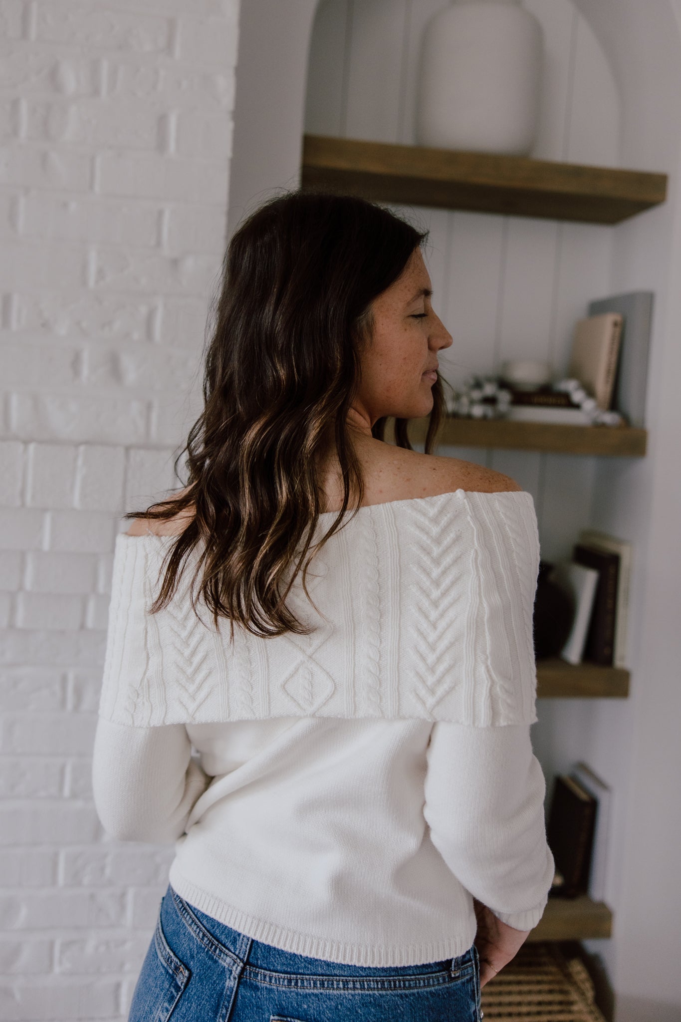 Devon Off Shoulder Cable Knit Top