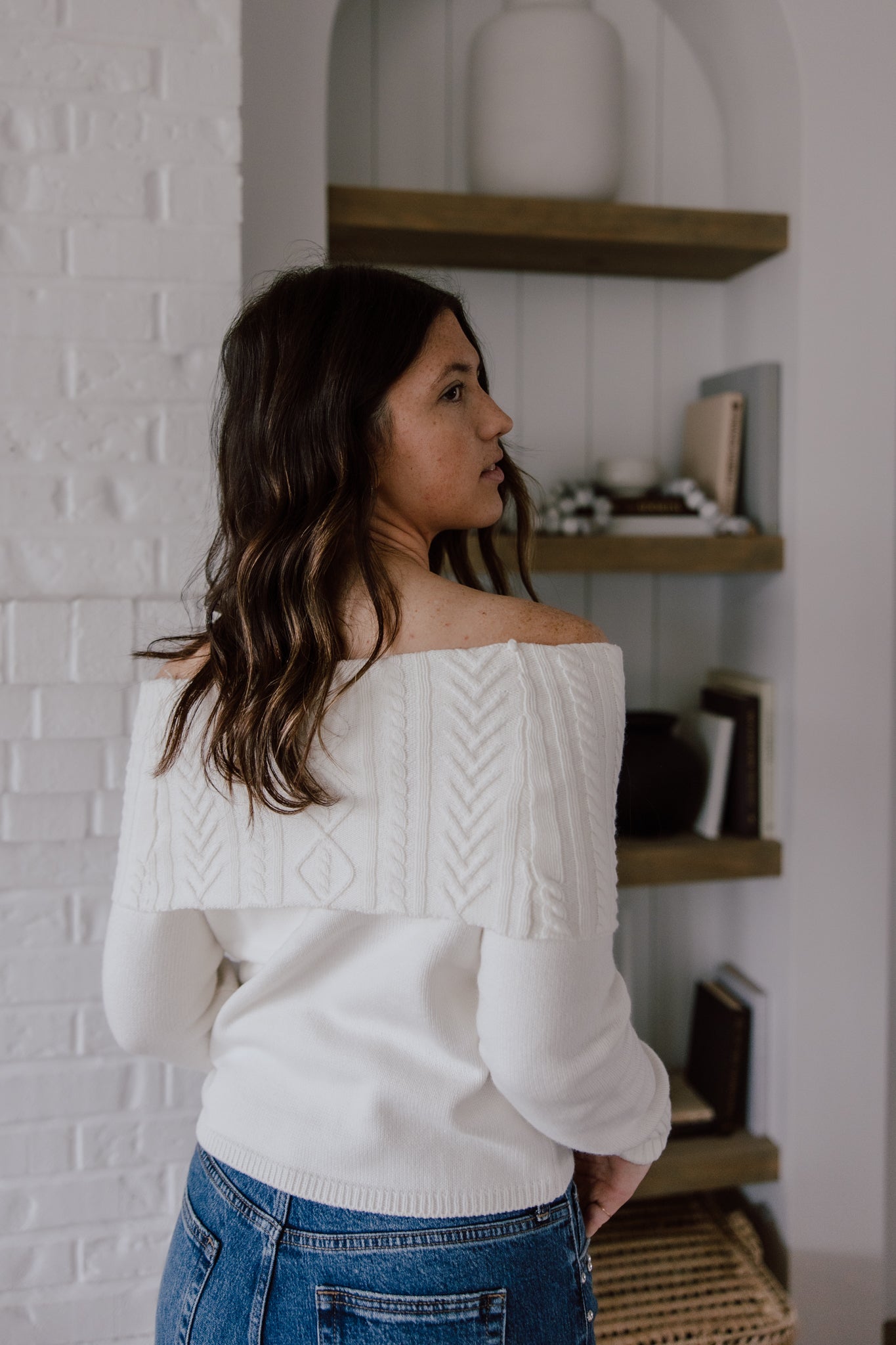 Devon Off Shoulder Cable Knit Top