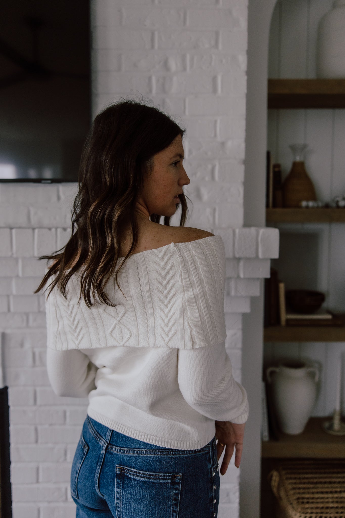 Devon Off Shoulder Cable Knit Top