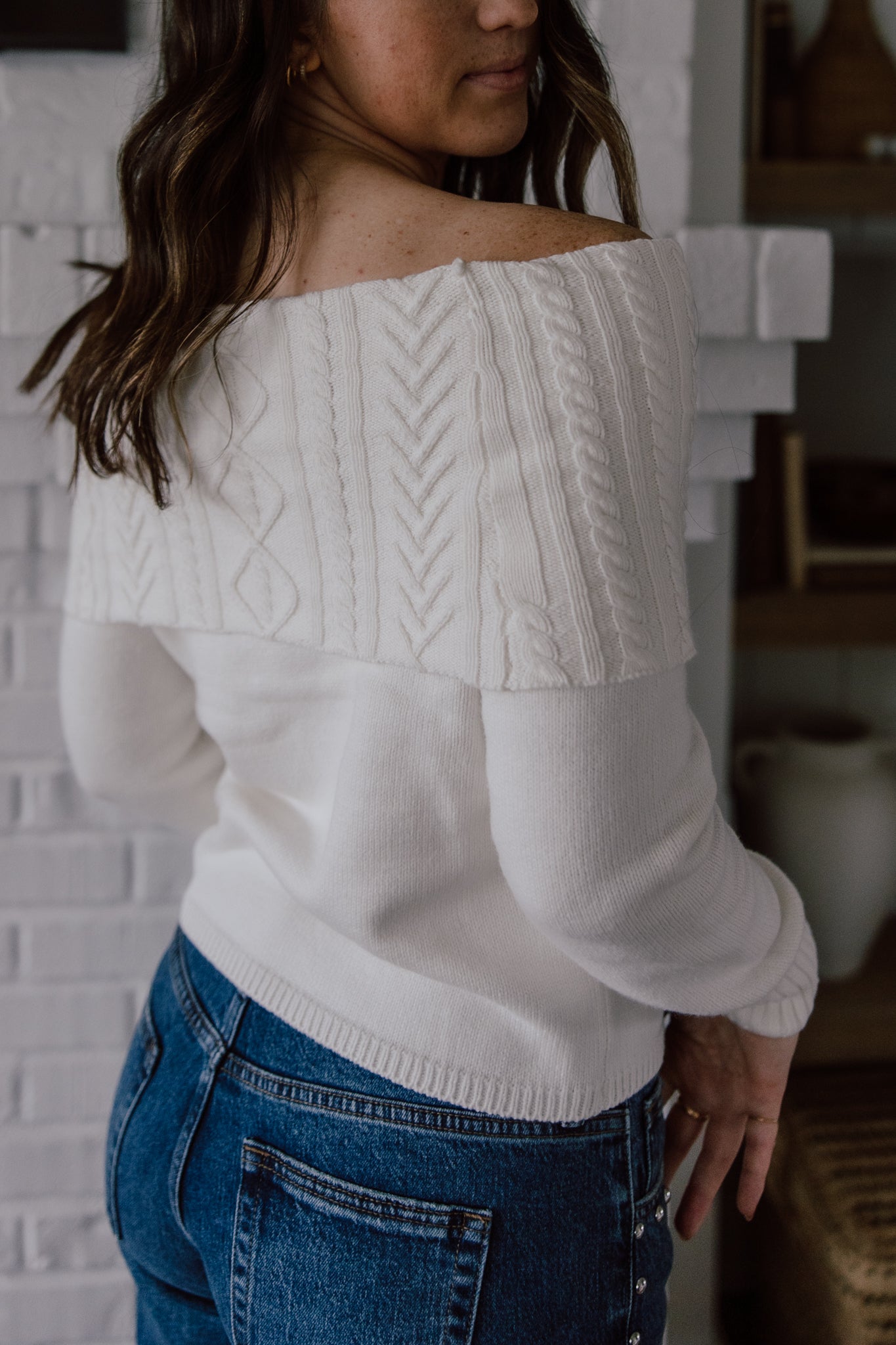 Devon Off Shoulder Cable Knit Top