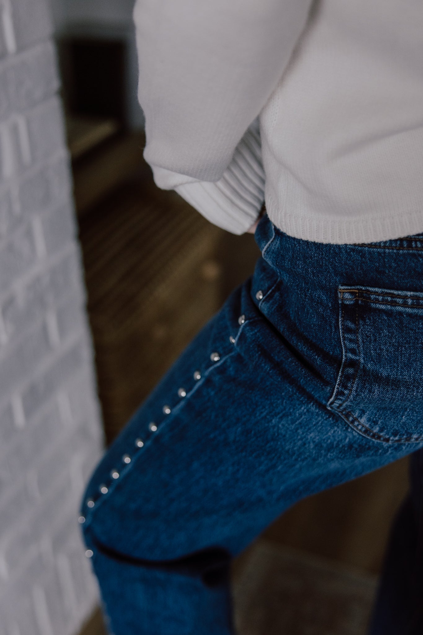 Low Rise Studded Baggy Jeans